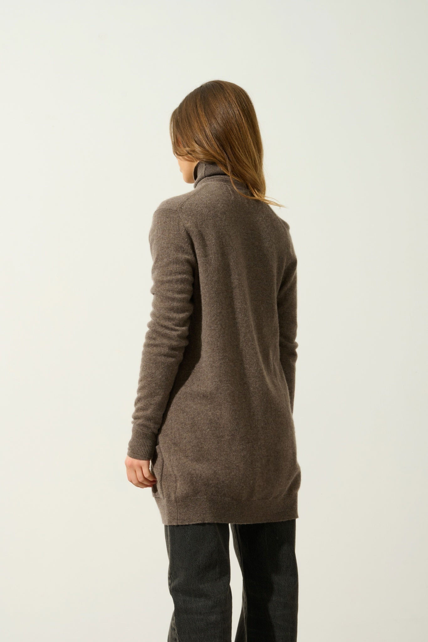 CIMET cardigan col v taupe chiné 100% cachemire