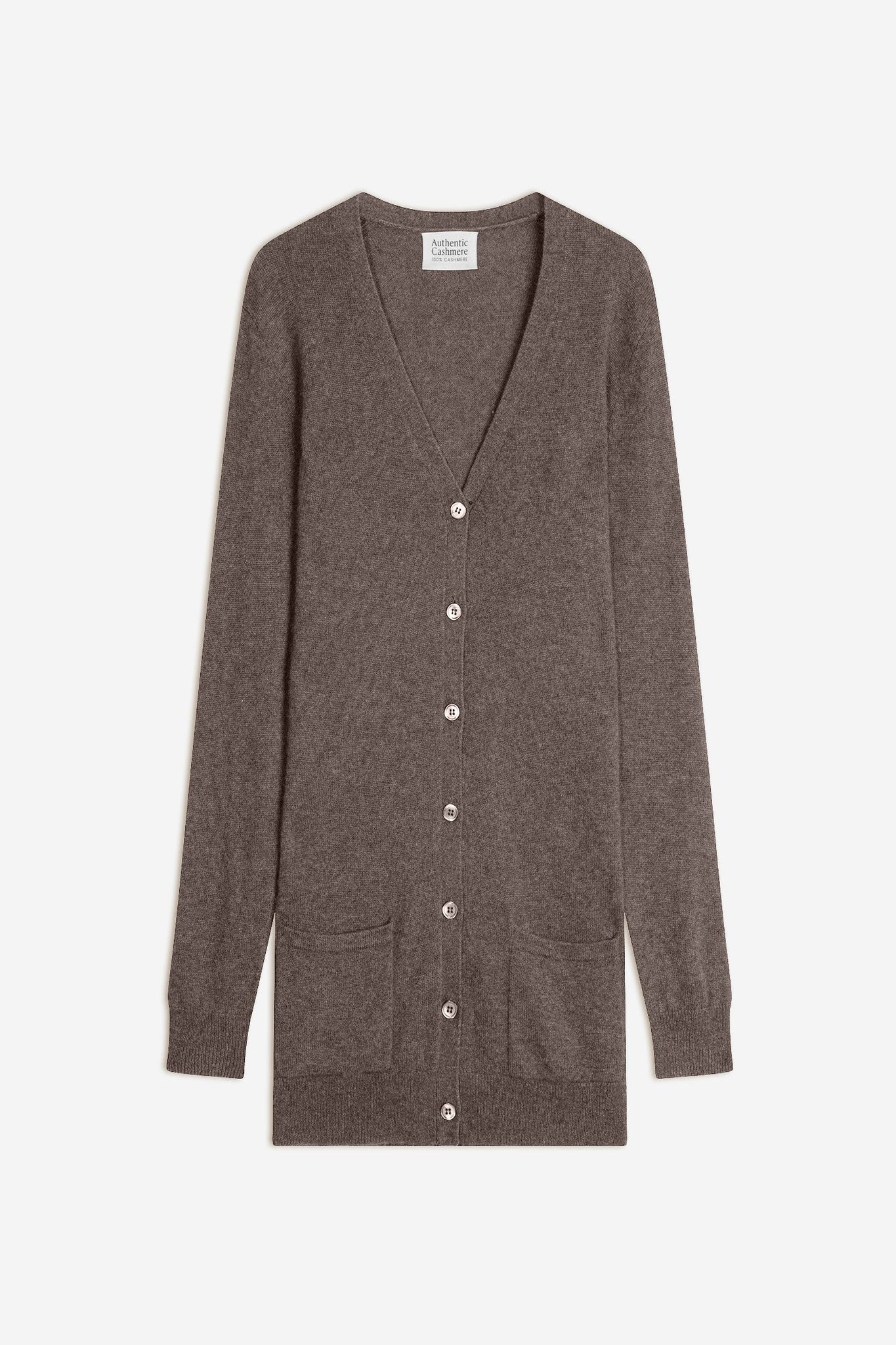 CIMET cardigan col v taupe chiné 100% cachemire