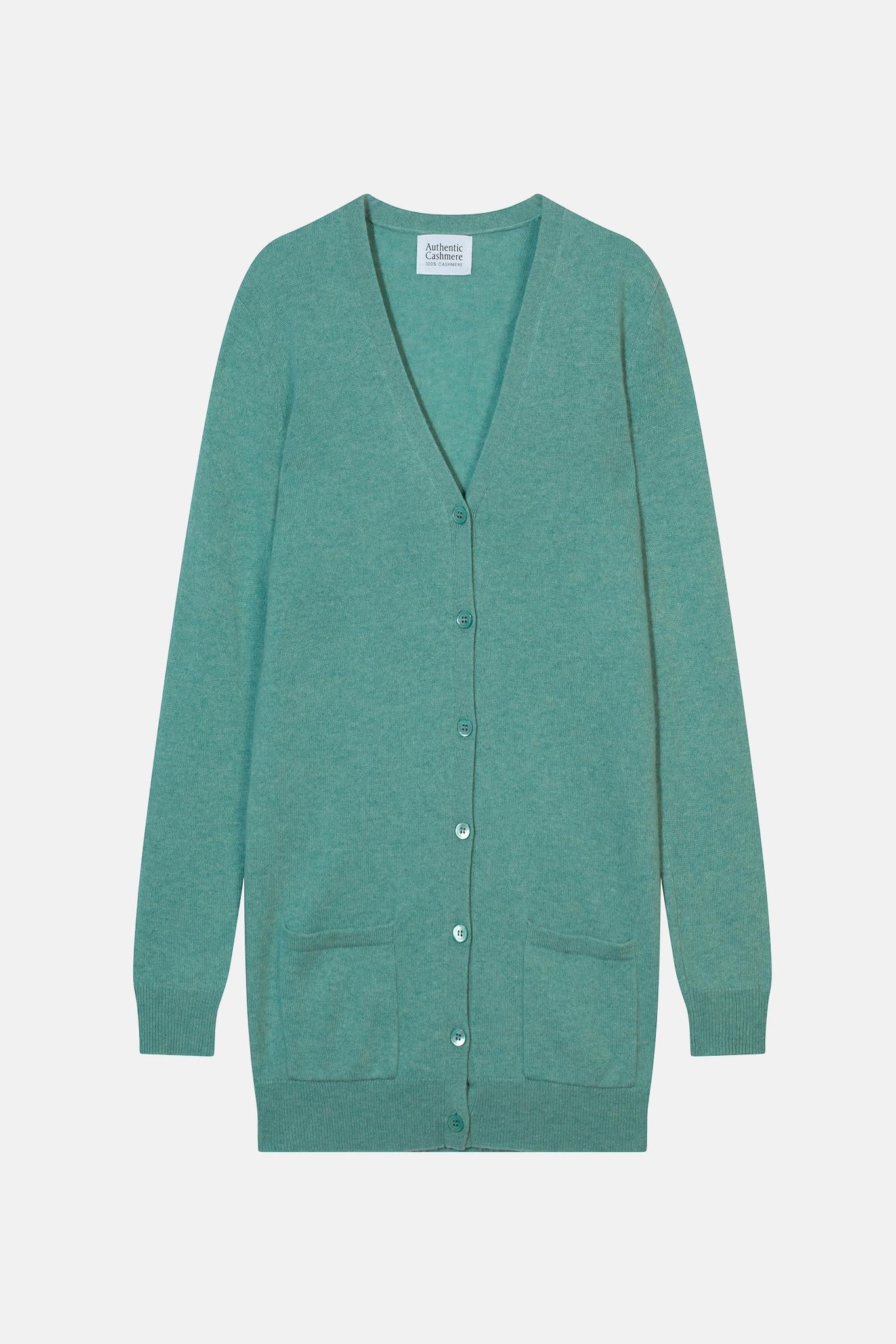 CIMET v-neck cardigan mottled green 100% cashmere