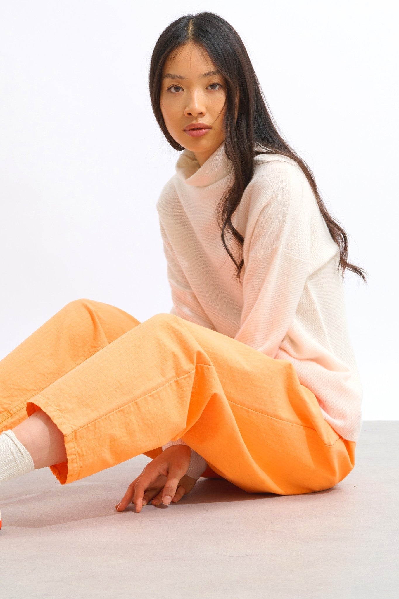 collin pull col roulé ivoire 100% cachemire