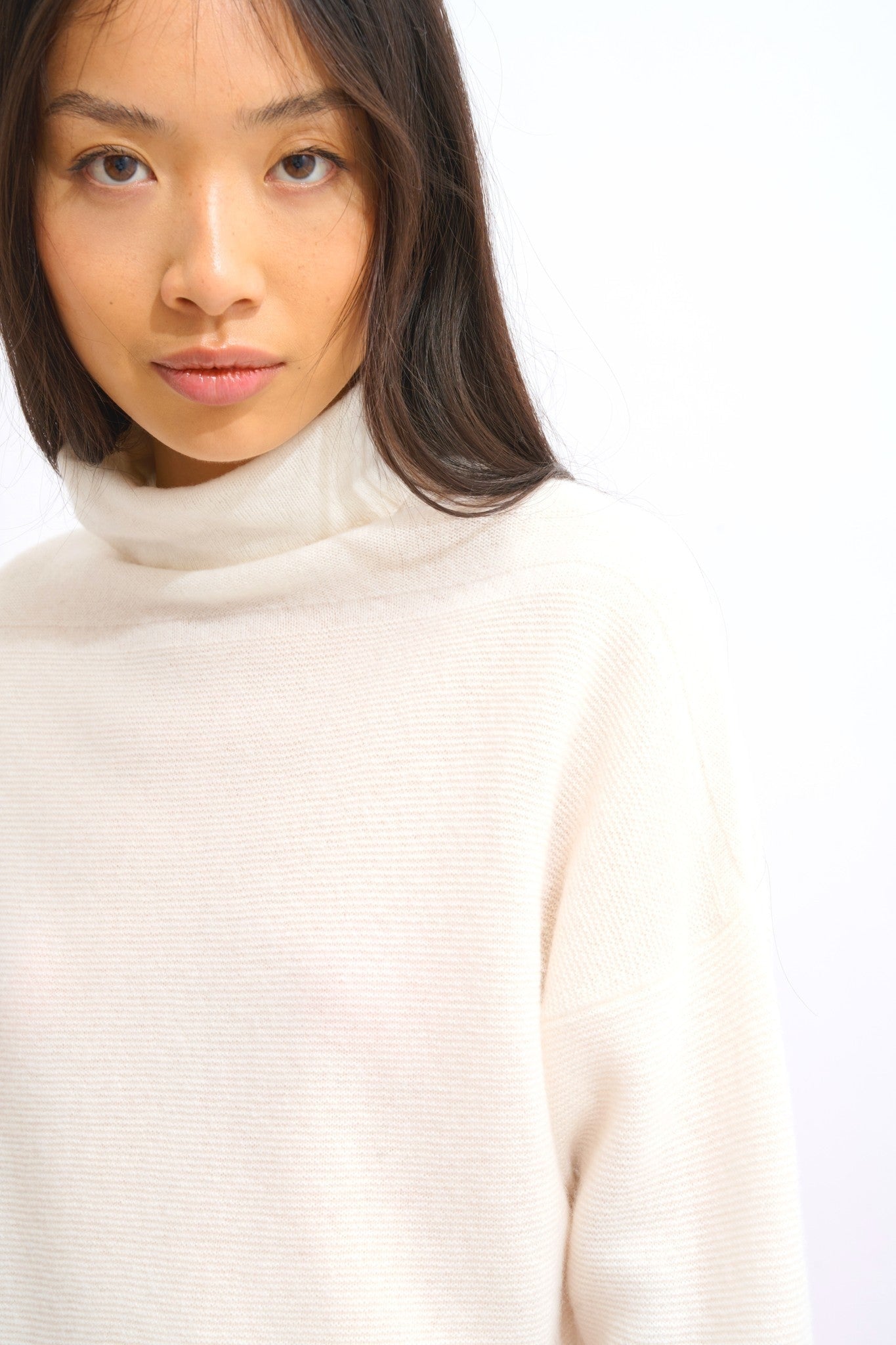 collin pull col roulé ivoire 100% cachemire