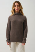 COLLIN pull col roulé taupe chiné 100% cachemire