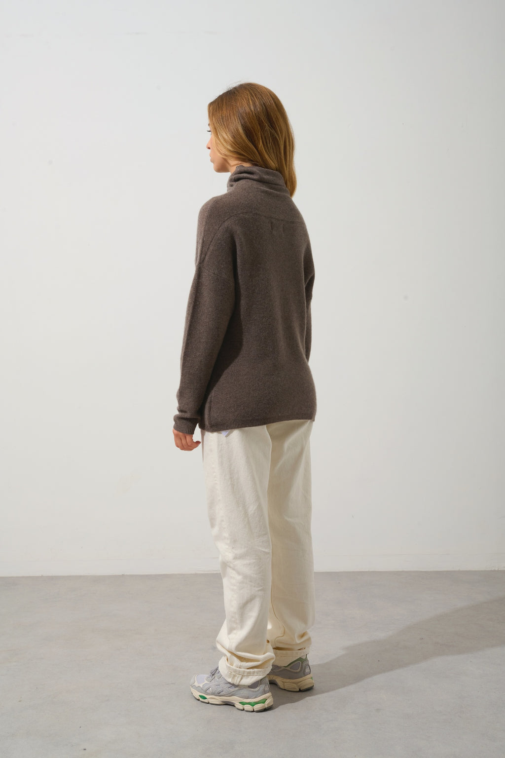 COLLIN pull col roulé taupe chiné 100% cachemire
