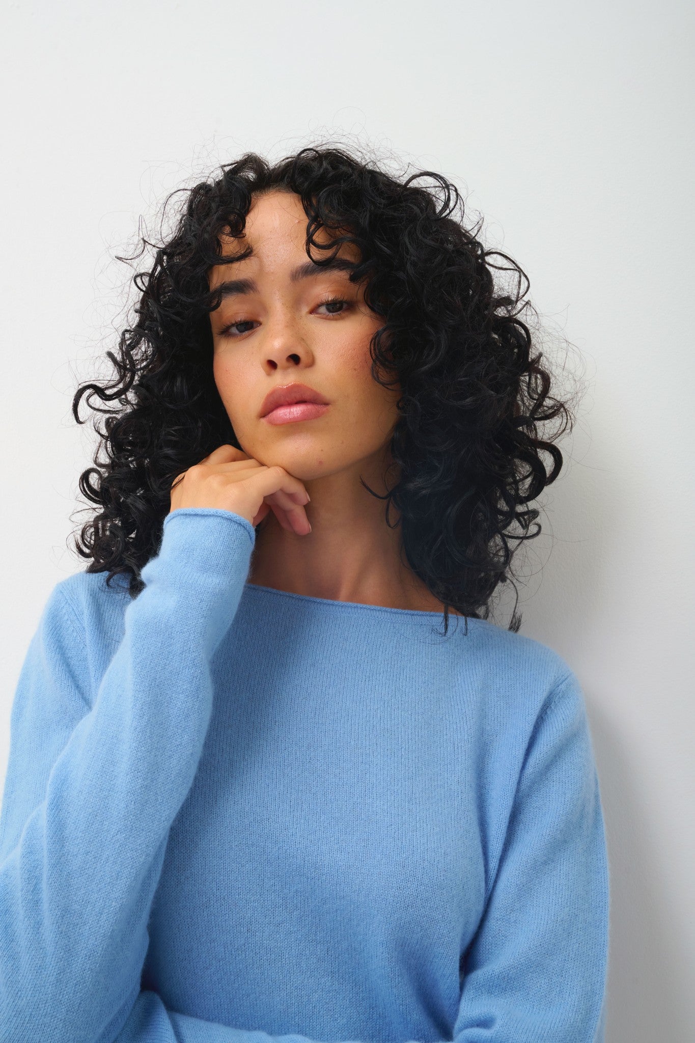 criou pull col bateau baby blue 100% cachemire