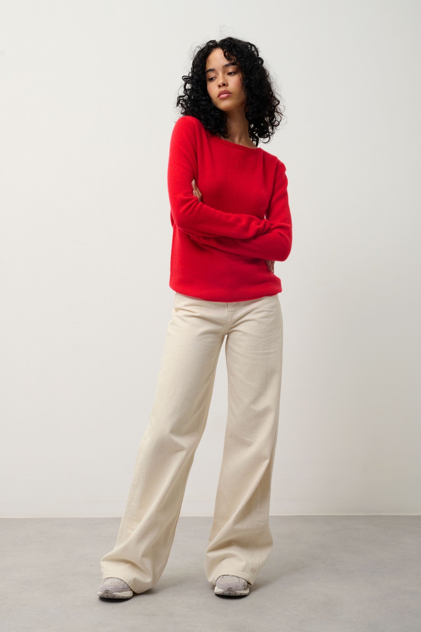 criou pull col bateau carmin 100% cachemire