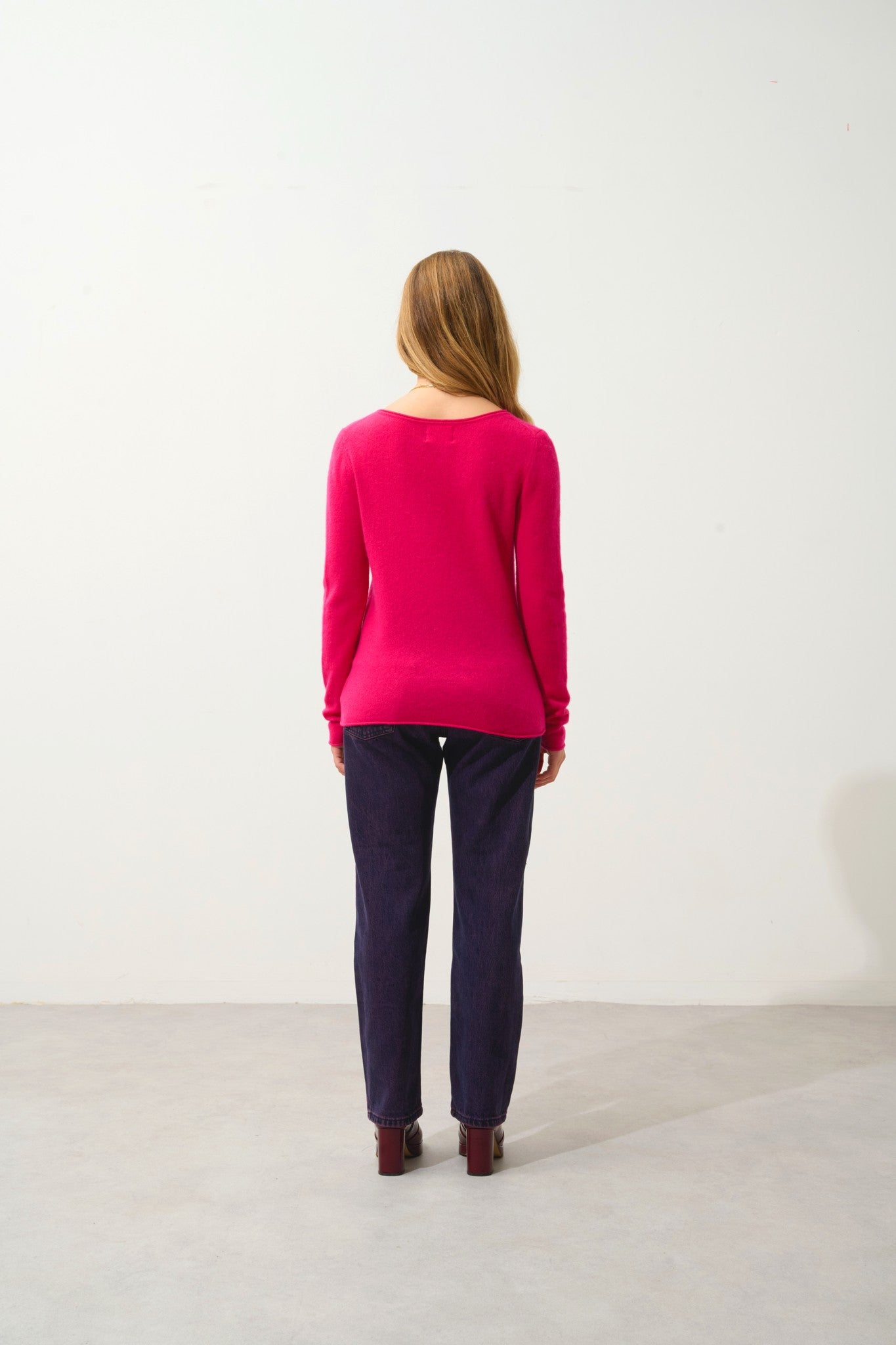 criou pull col bateau fuchsia 100% cachemire