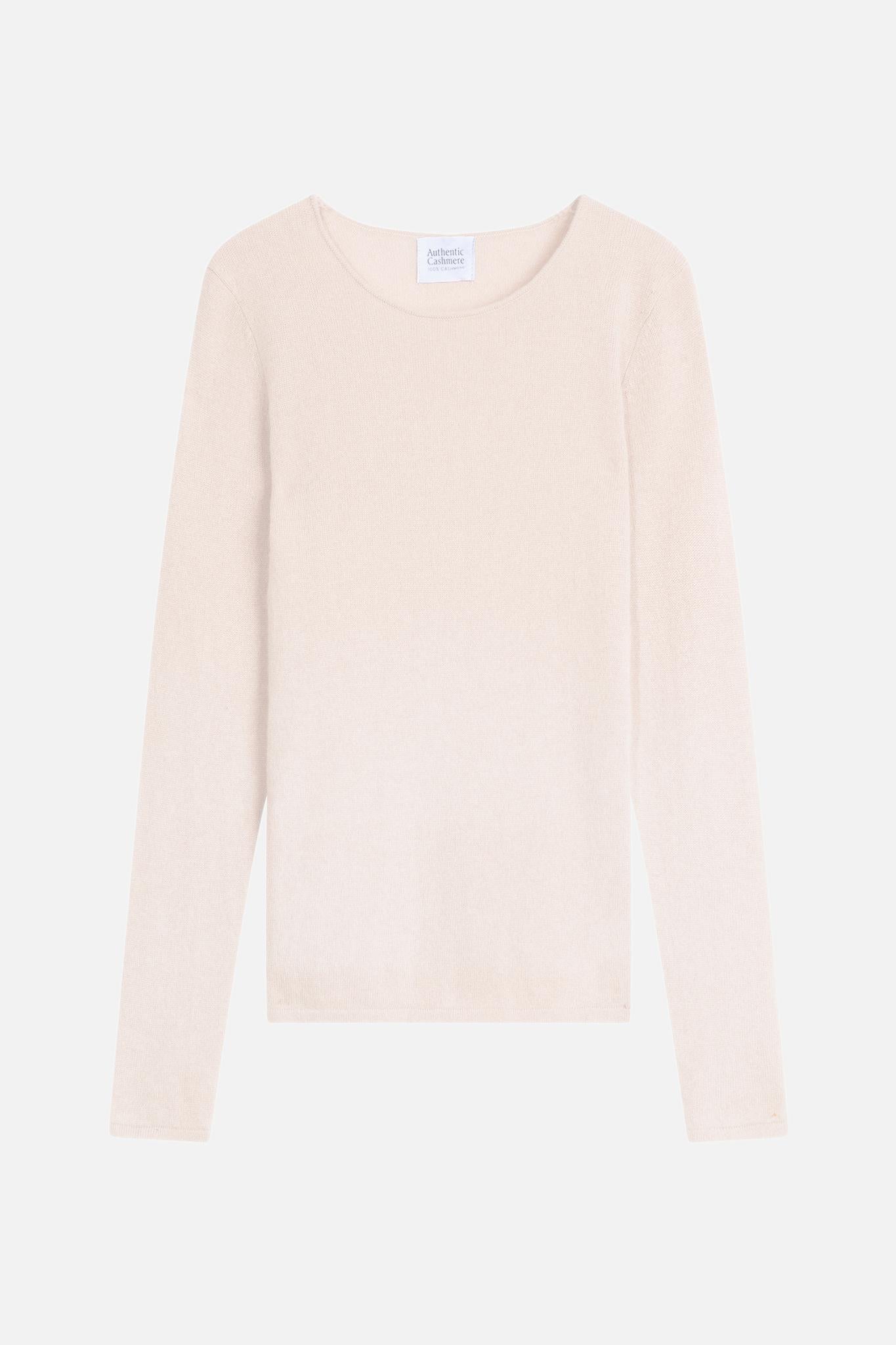 CRIOU Elfenbeinfarbener Pullover mit U-Boot-Ausschnitt, 100 % Kaschmir