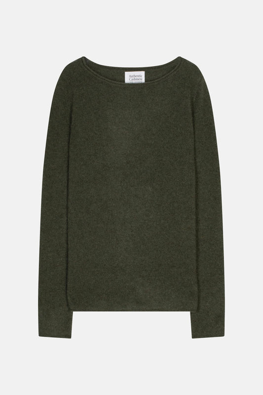 CRIOU khaki mottled boat-neck sweater 100% cashmere