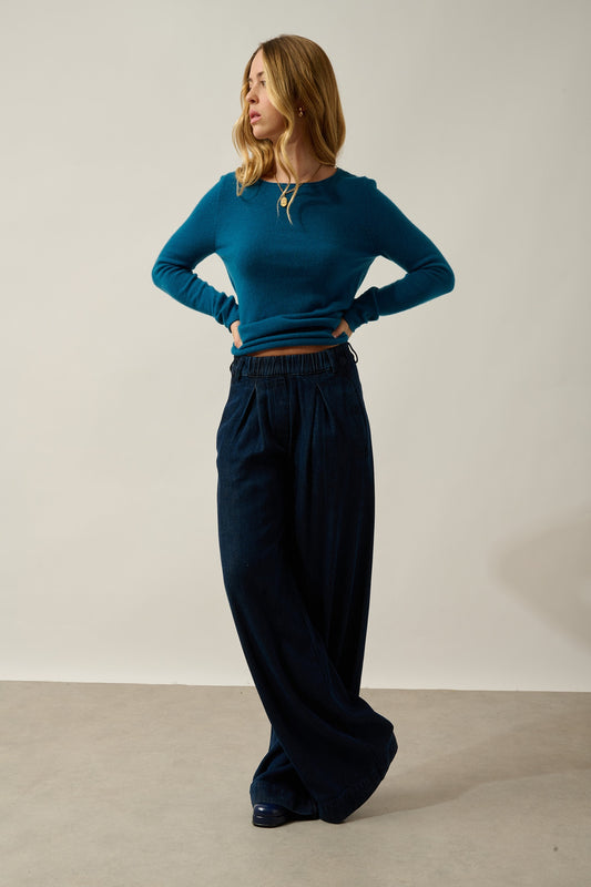 CRIOU pull col bateau paon 100% cachemire