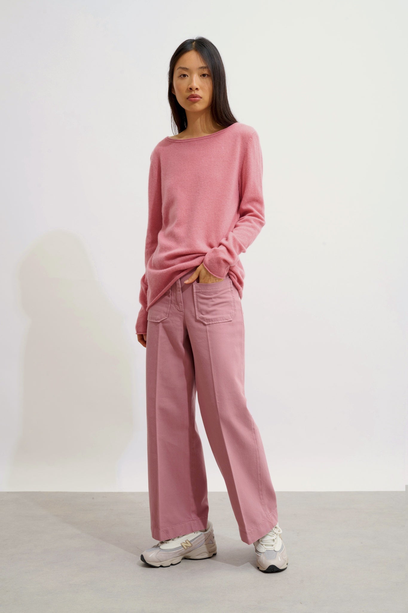 CRIOU Pullover mit Bootsausschnitt Blütenblatt 100% Kaschmir