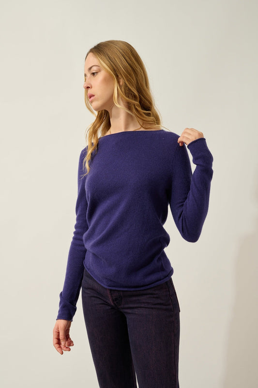 CRIOU boat-neck sweater purple 100% cashmere