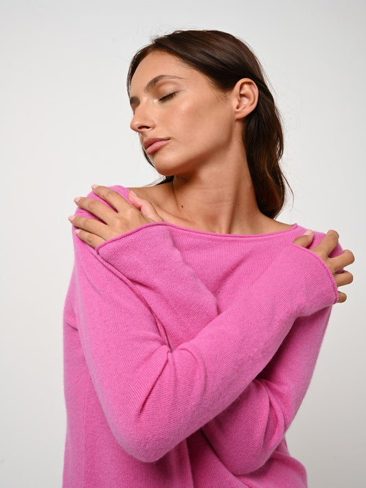 CRIOU pink boat-neck sweater 100% cashmere