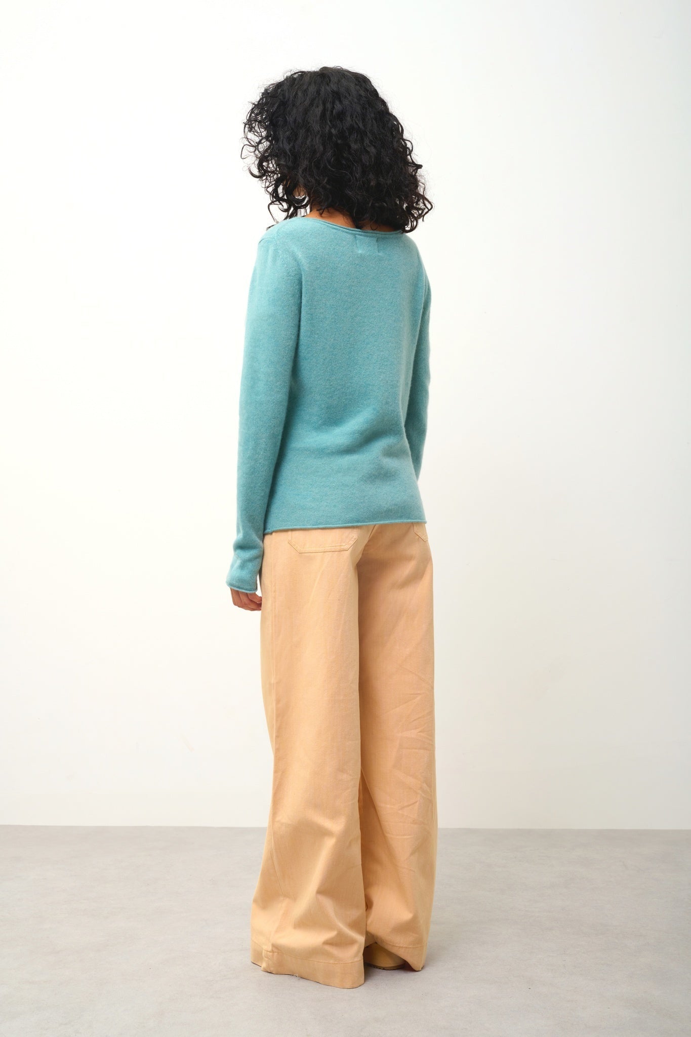 CRIOU pull col bateau vert chiné 100% cachemire