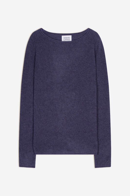 criou pull col bateau violet gris chiné 100% cachemire