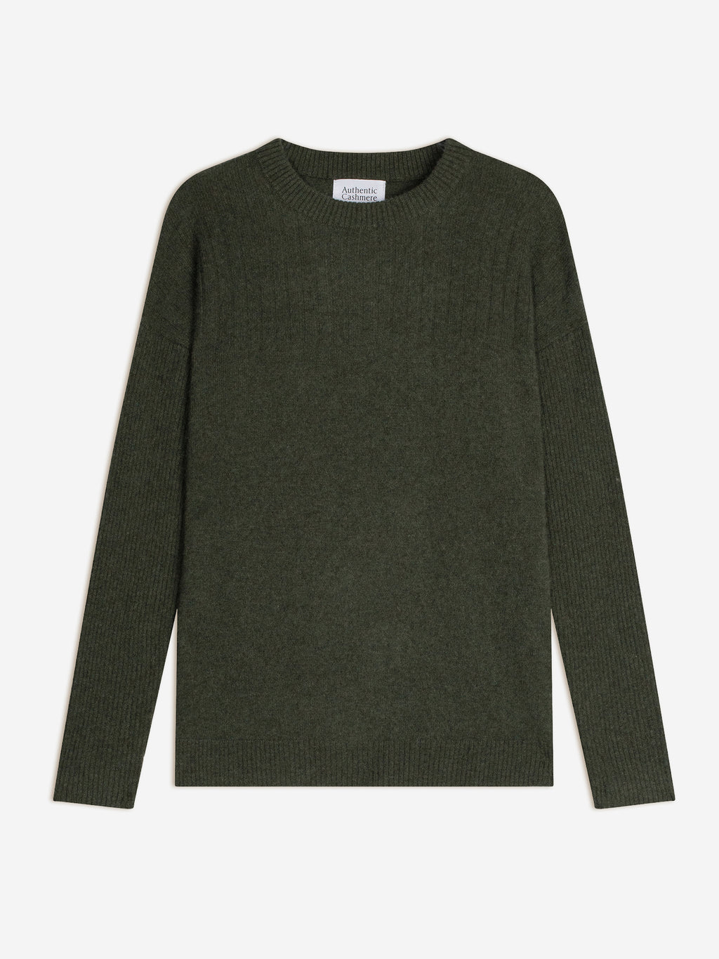 DARIA pull col rond kaki chiné 100% cachemire