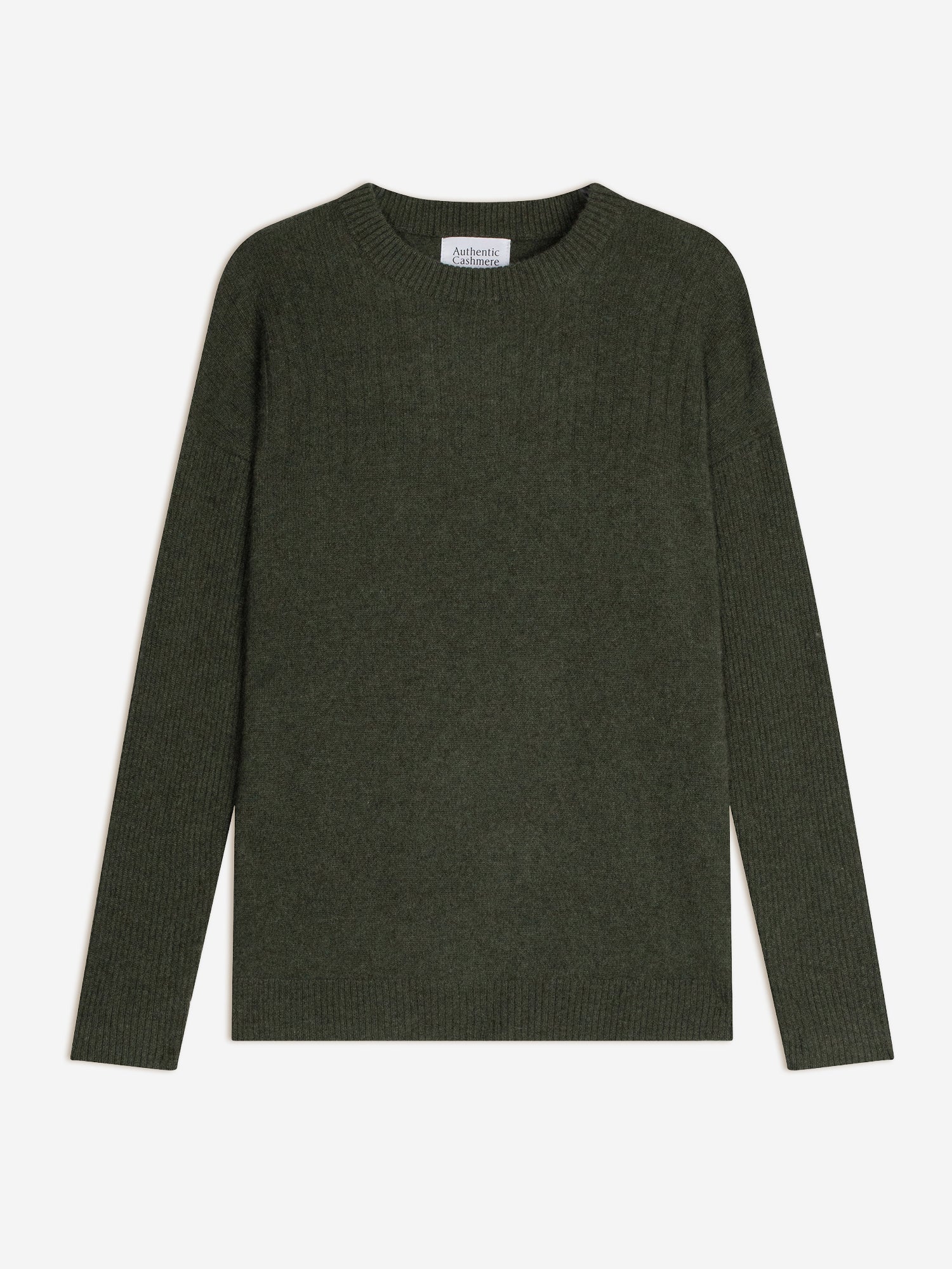 DARIA pull col rond kaki chiné 100% cachemire
