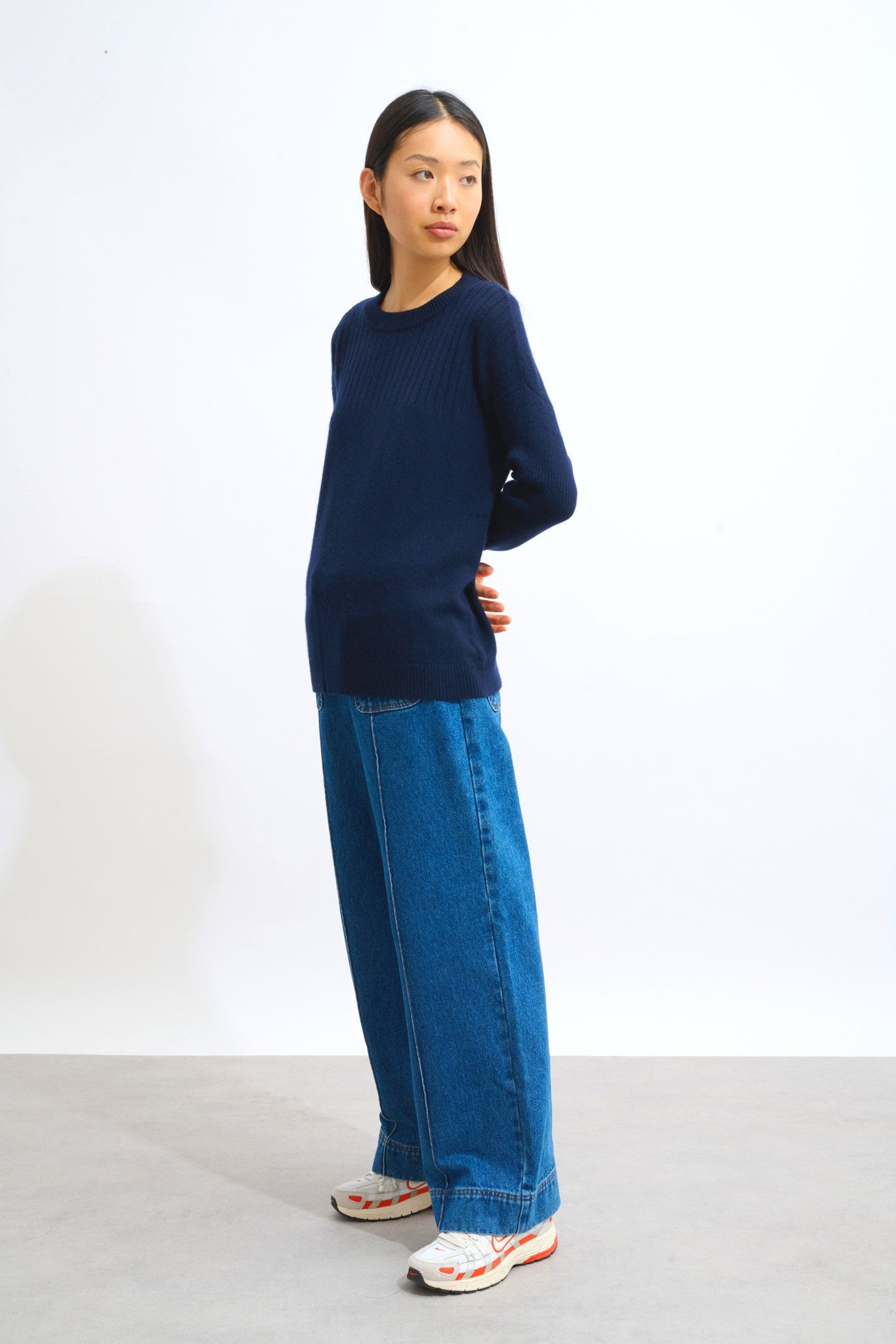 daria pull col rond navy 100% cachemire