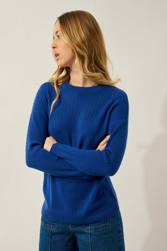DARIA ultramarine round-neck sweater 100% cashmere