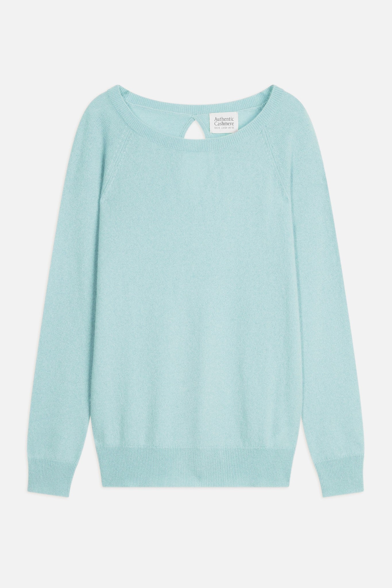 dibona pull col bateau goutte dos aqua 100% cachemire