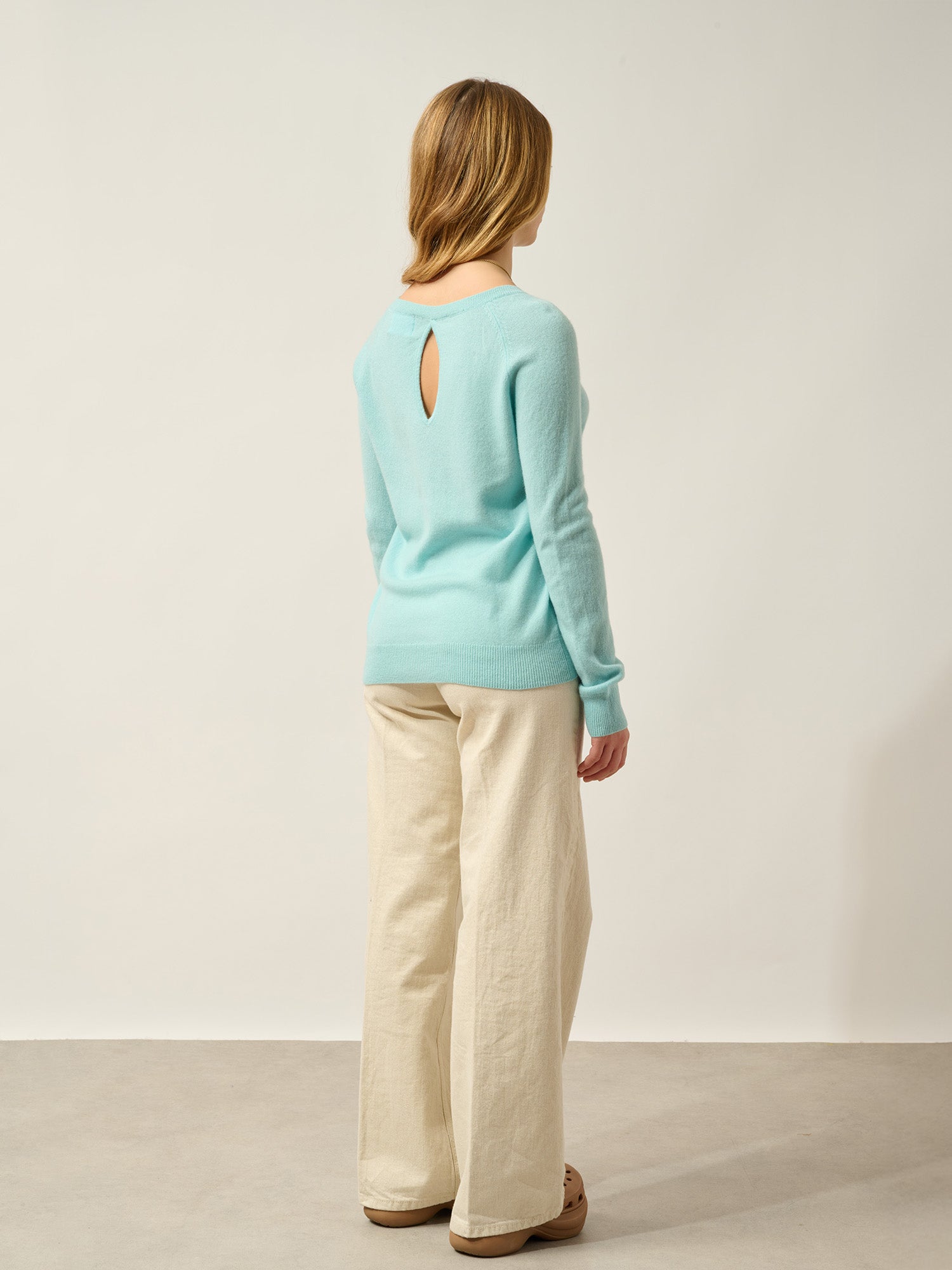 DIBONA boat-neck sweater aqua 100% cashmere