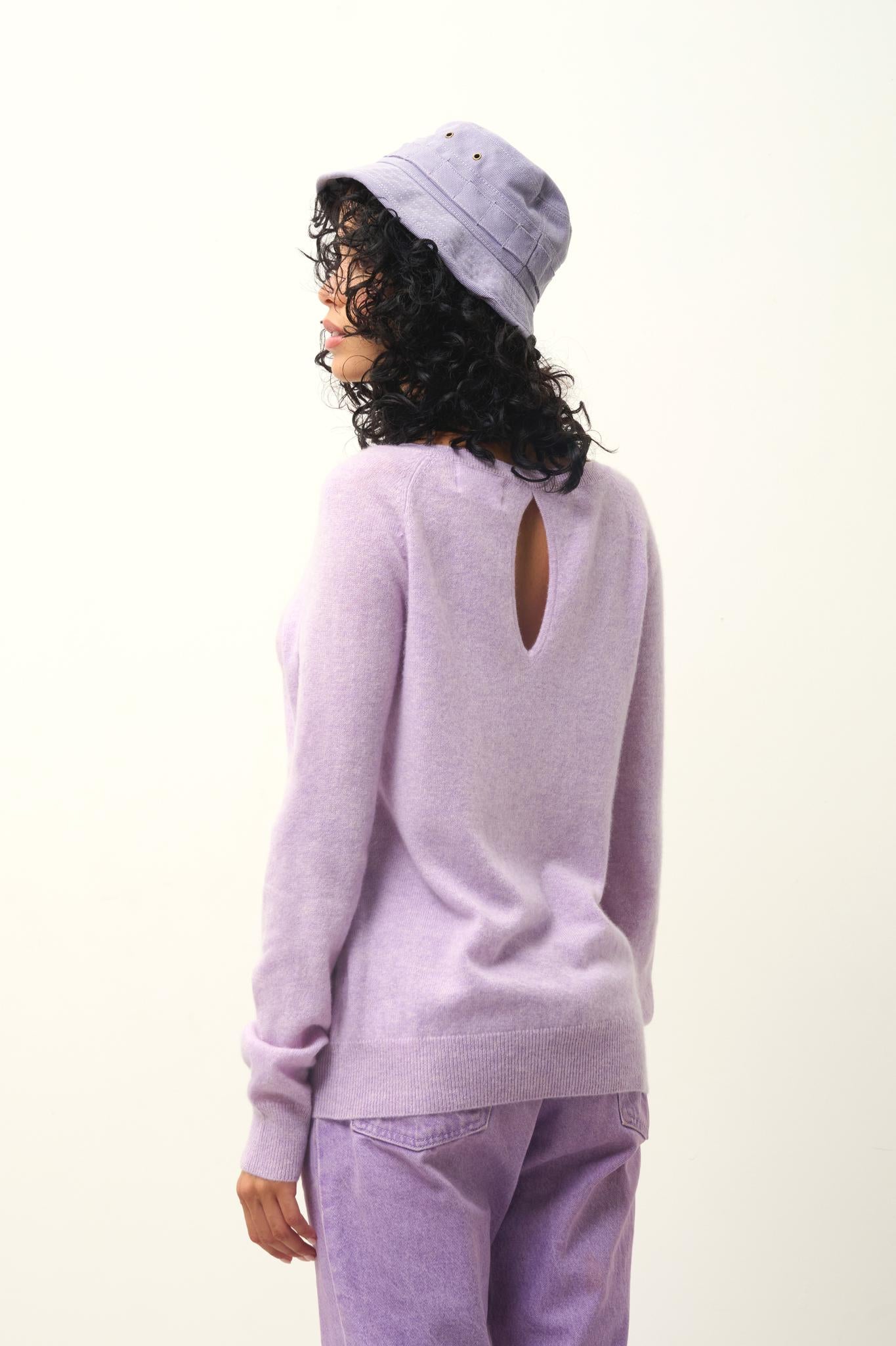 DIBONA mauve mottled boat-neck sweater 100% cashmere