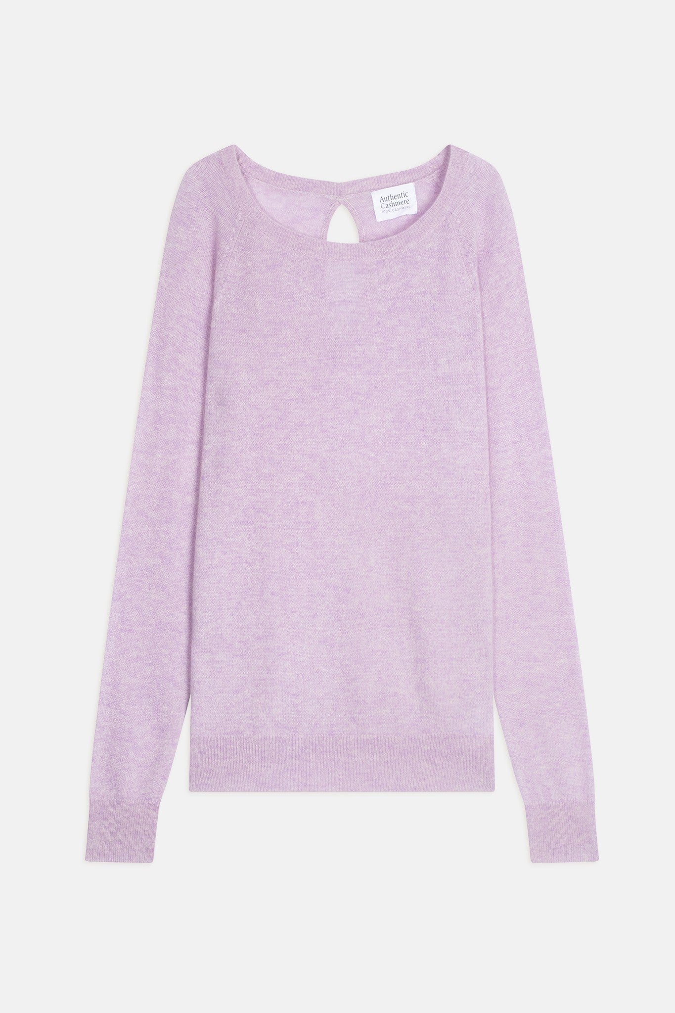 dibona pull col bateau goutte dos mauve chiné 100% cachemire