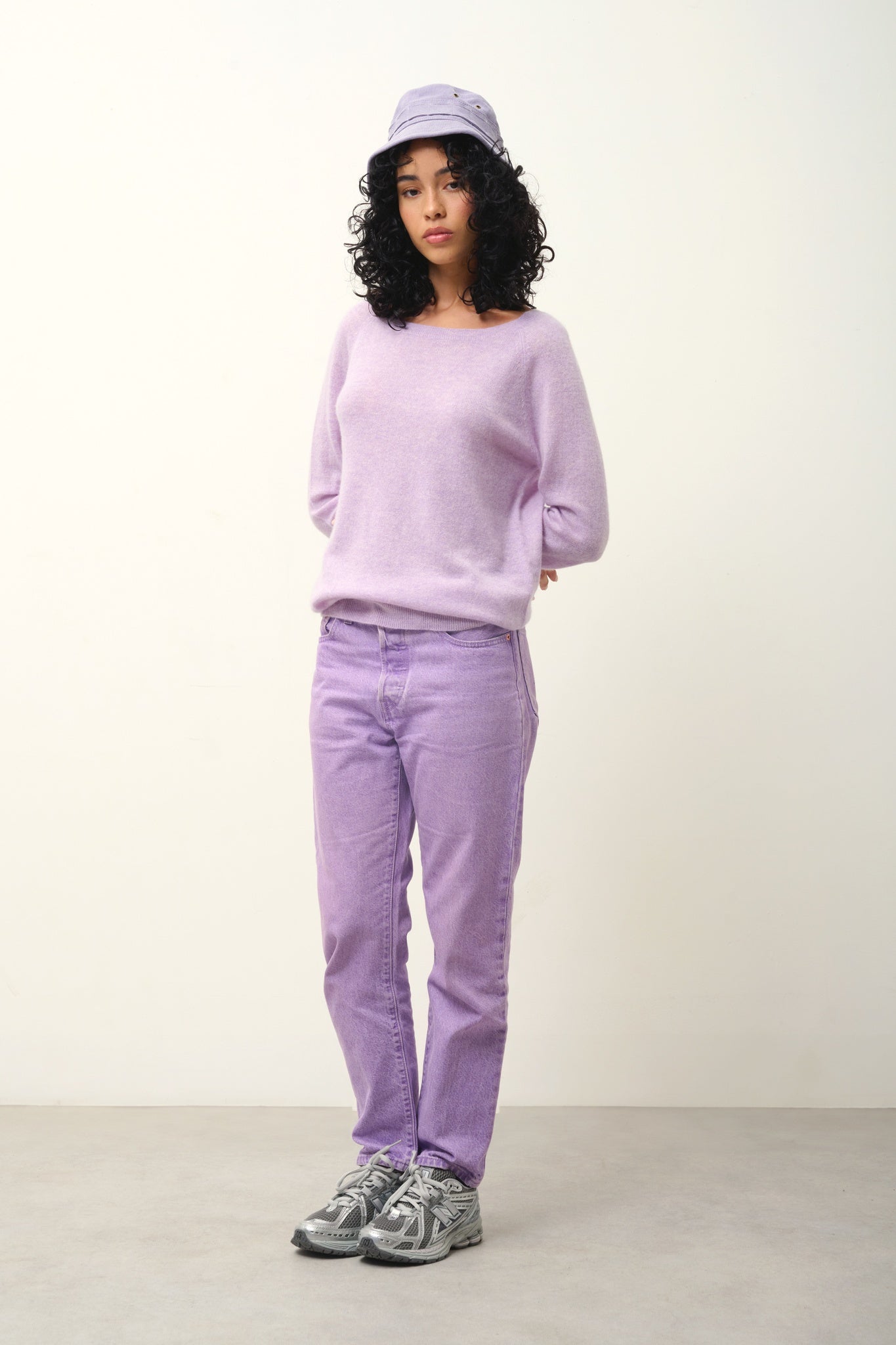 DIBONA mauve mottled boat-neck sweater 100% cashmere