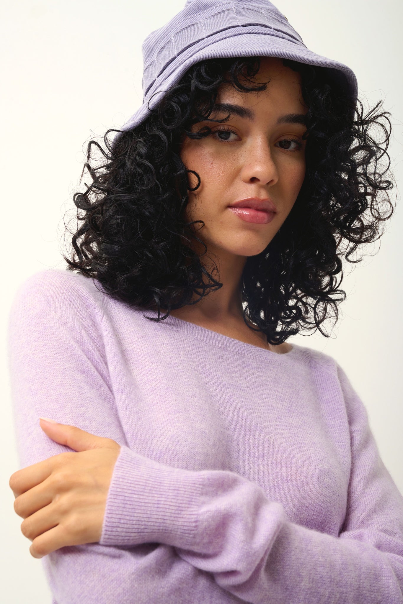 DIBONA mauve mottled boat-neck sweater 100% cashmere