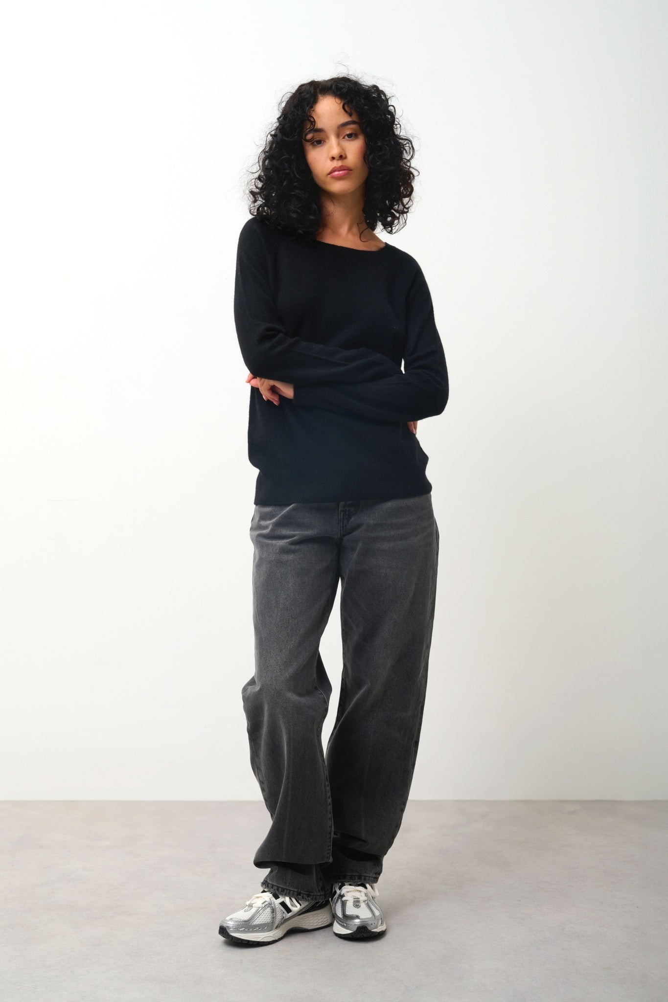 DIBONA Pullover Boot-Kragen Tropfen Rücken schwarz 100% Kaschmir