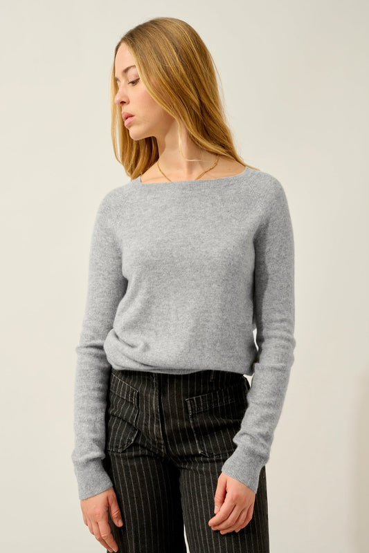 DIBONA Pullover Bootskragen Tropfen Rücken Wolke meliert 100% Kaschmir