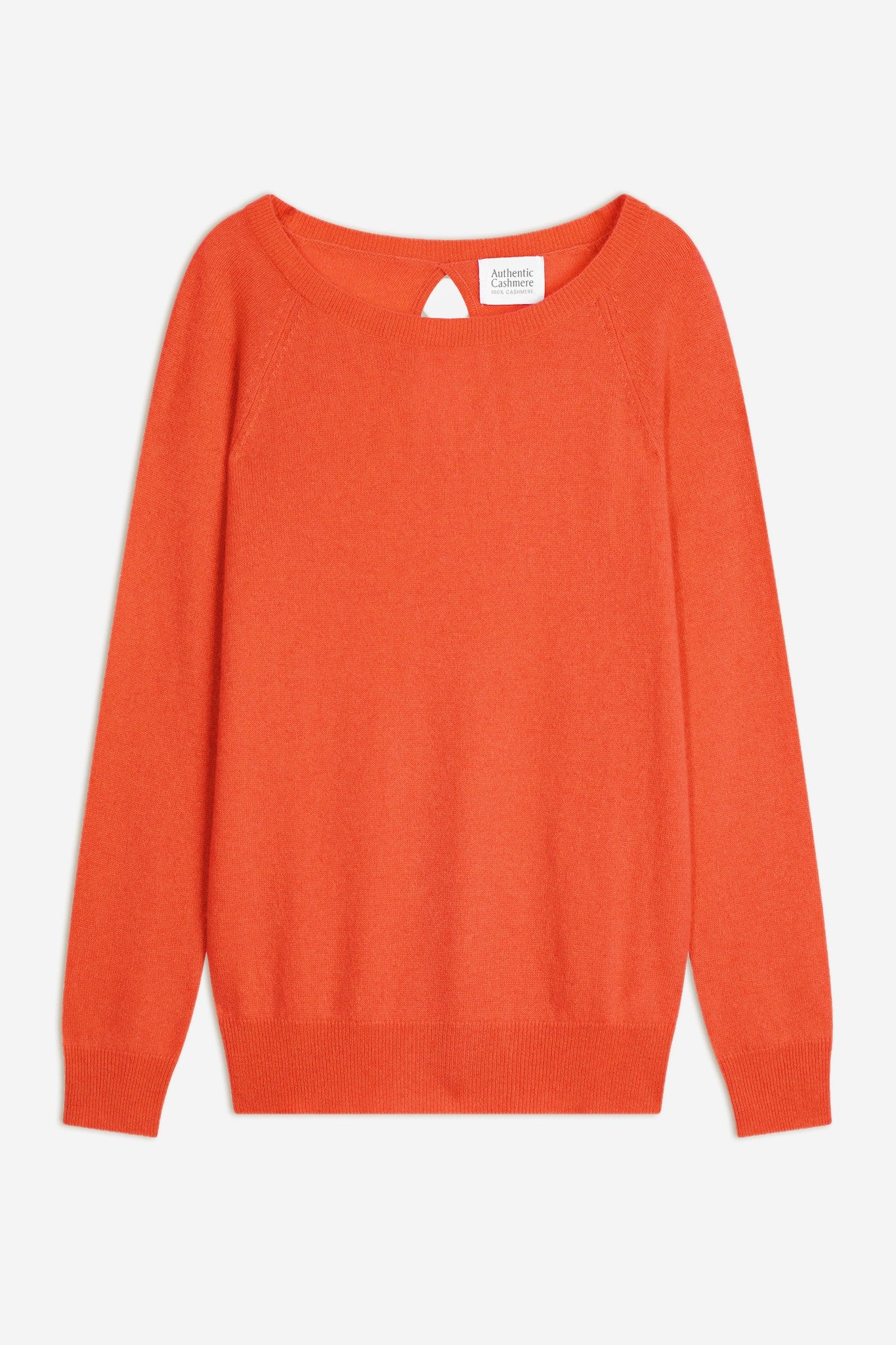 dibona pull col bateau goutte dos orange 100% cachemire