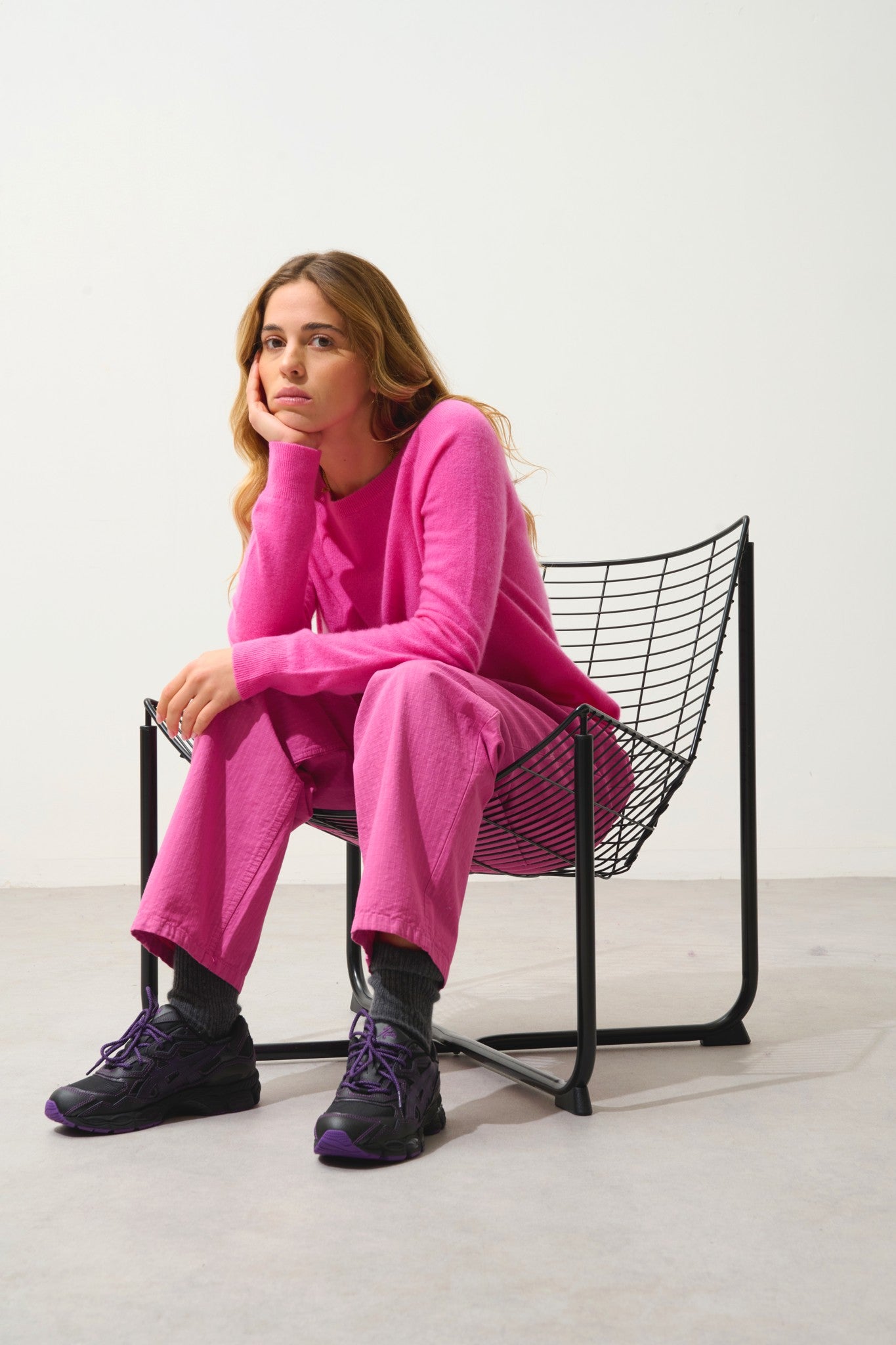 dibona pull col bateau goutte dos rose 100% cachemire