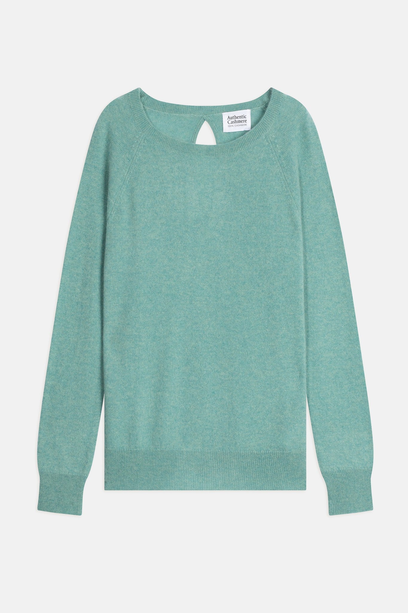 dibona pull col bateau goutte dos vert chiné 100% cachemire