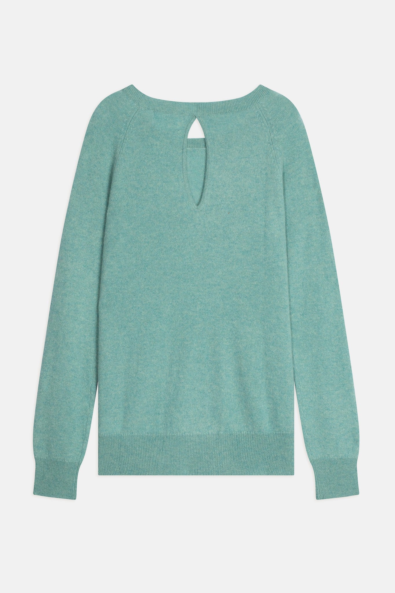 dibona pull col bateau goutte dos vert chiné 100% cachemire