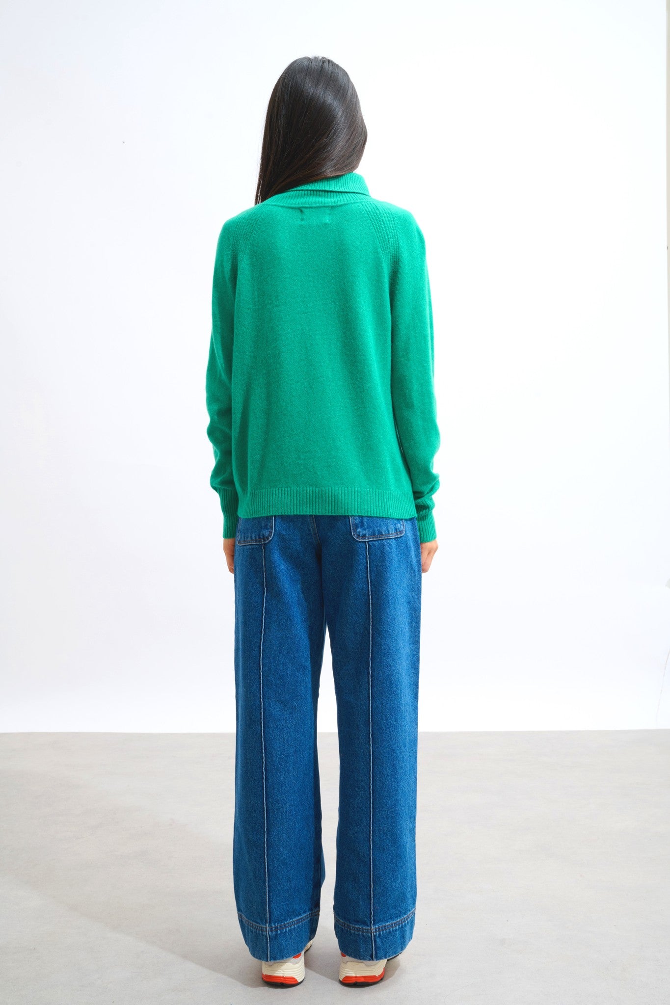 dolce pull col roulé menthe 100% cachemire