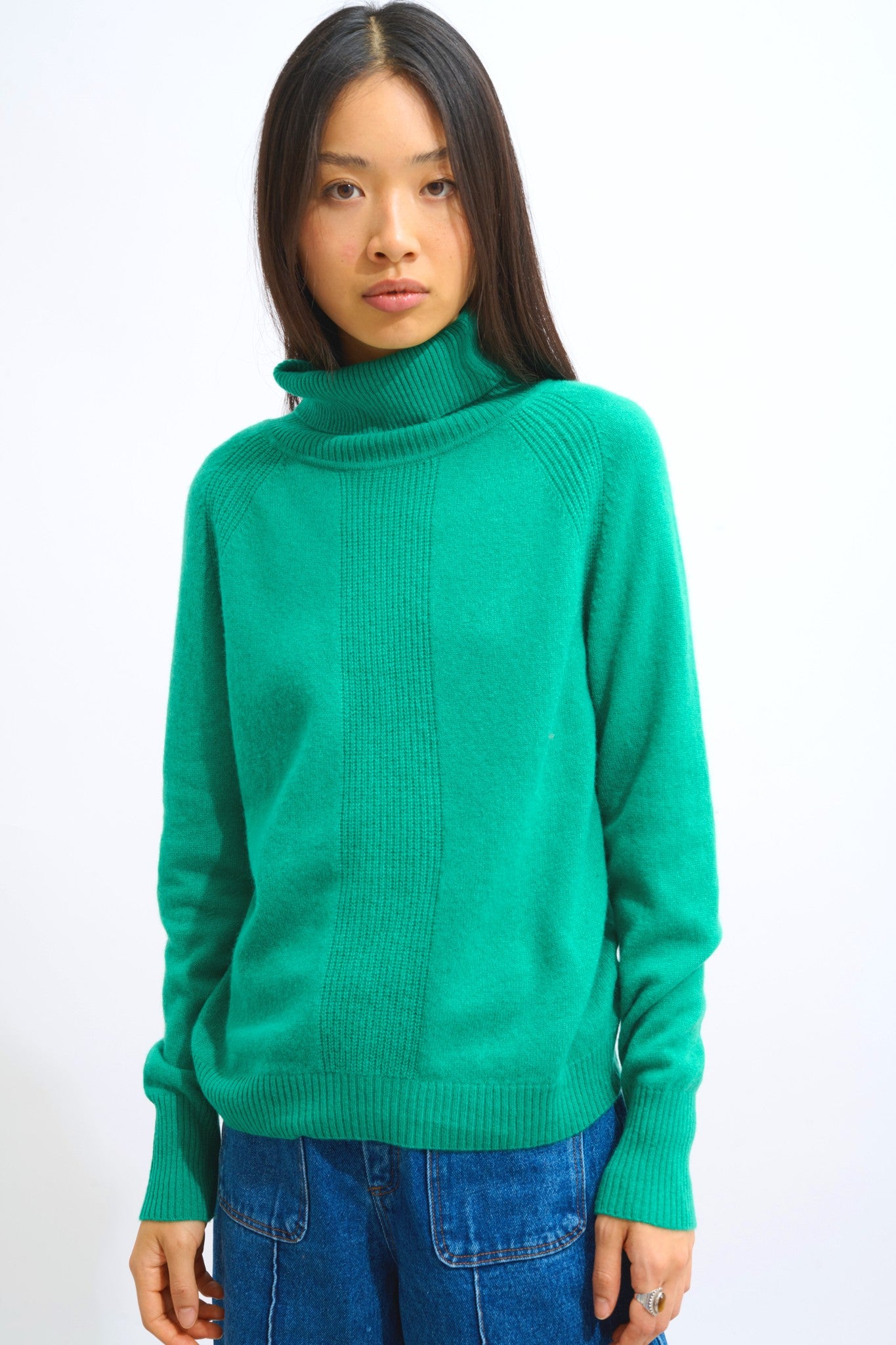 dolce pull col roulé menthe 100% cachemire