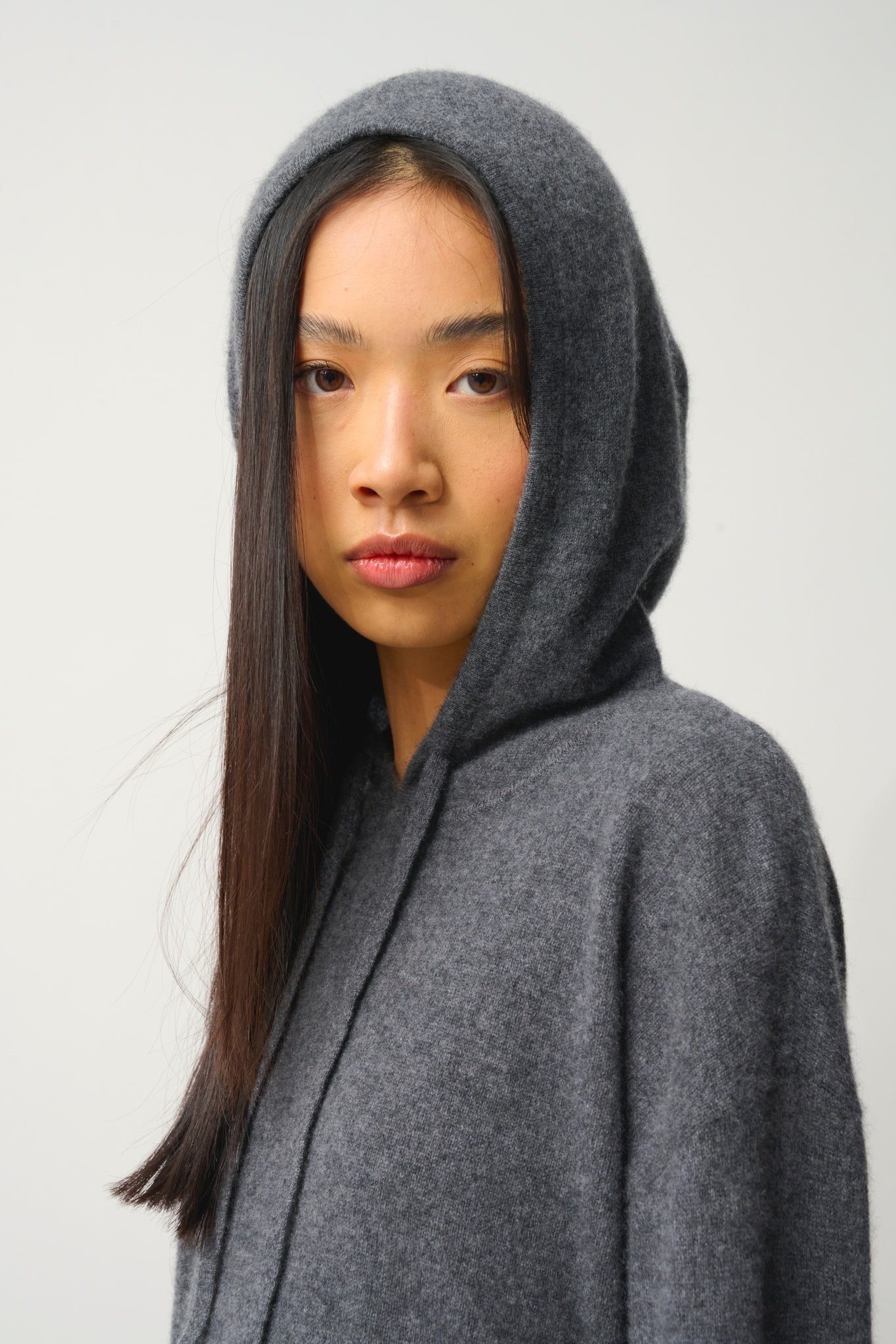 DORTE Kapuzenpullover anthrazit meliert 100% Kaschmir