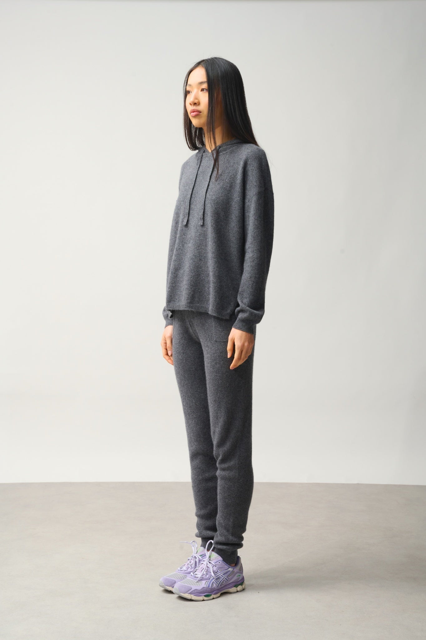 DORTE Kapuzenpullover anthrazit meliert 100% Kaschmir