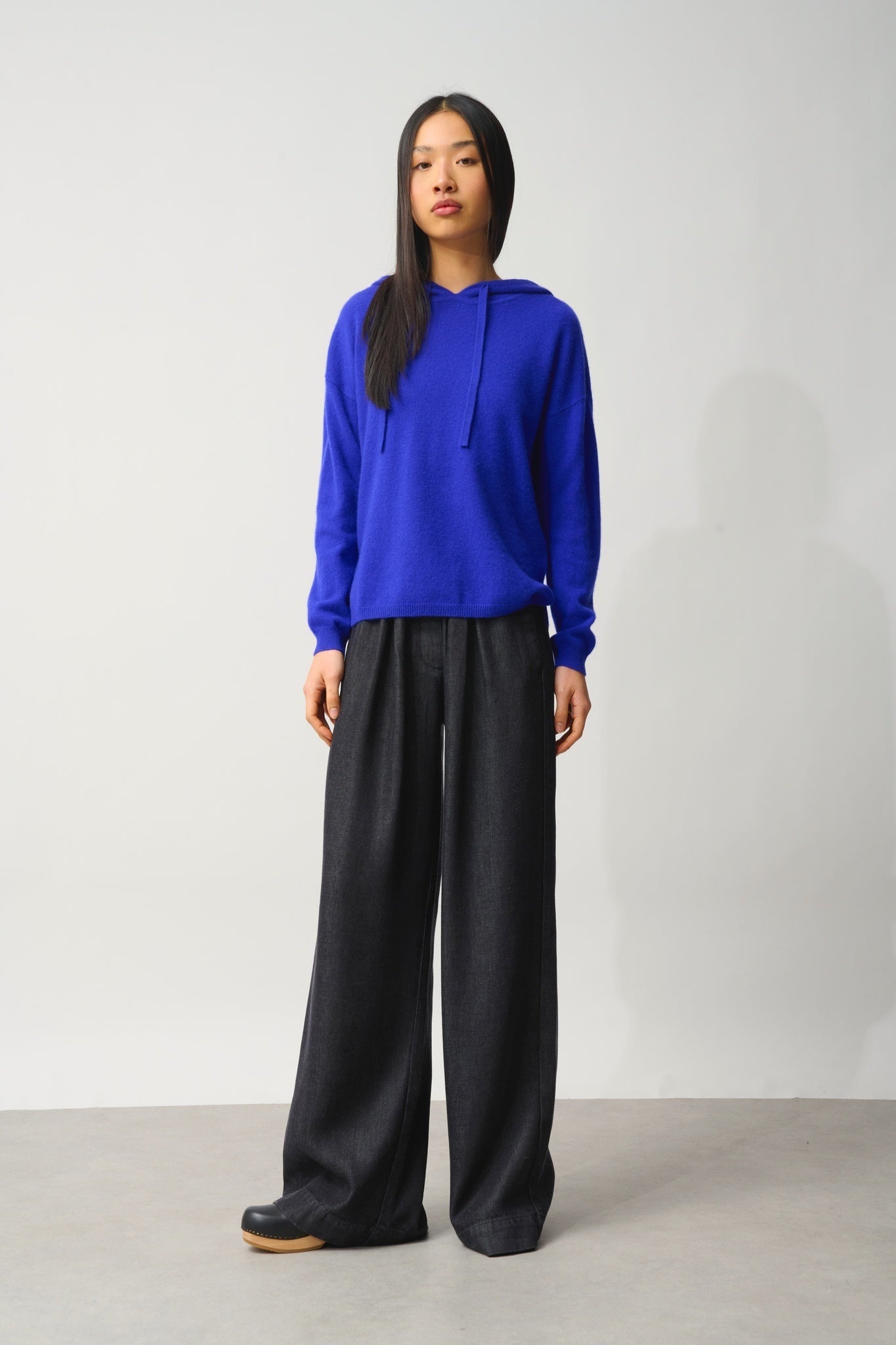 DORTE indigo hooded sweater 100% cashmere