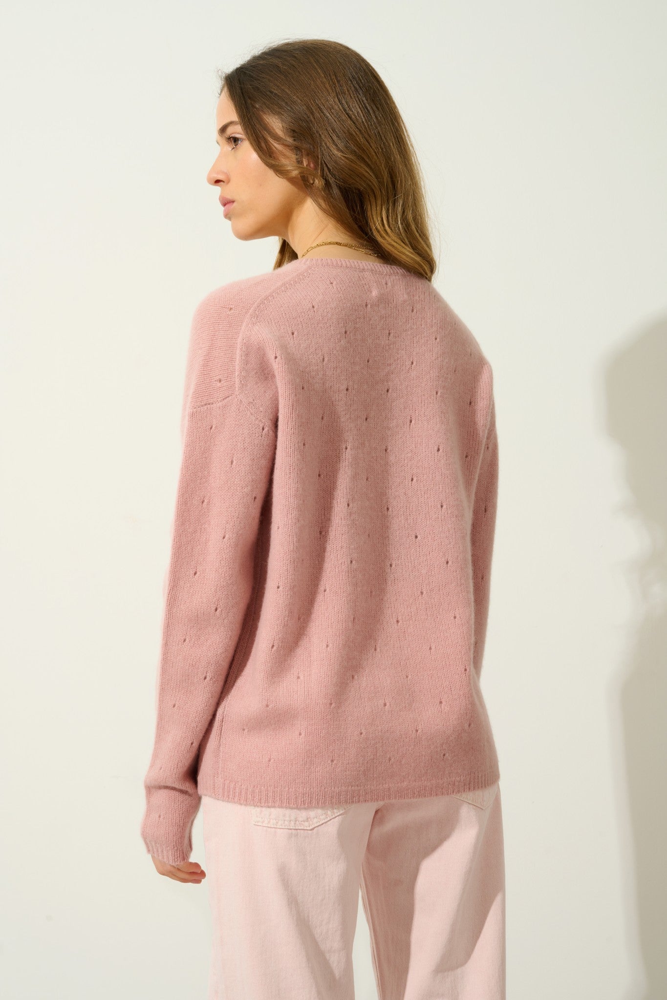 doty pull col v 4 fils bois de rose 100% cachemire