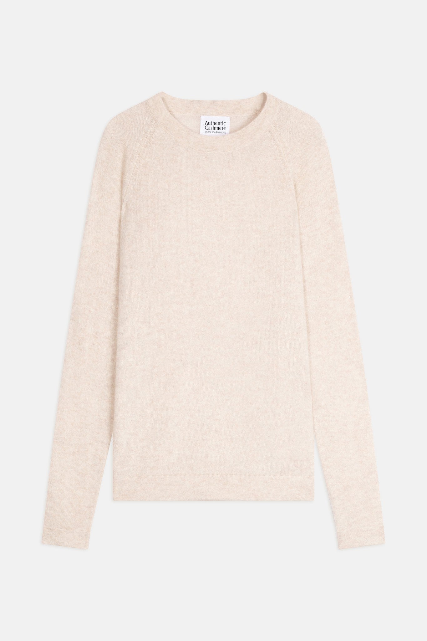 ecrin pull col rond beige chiné 100% cachemire