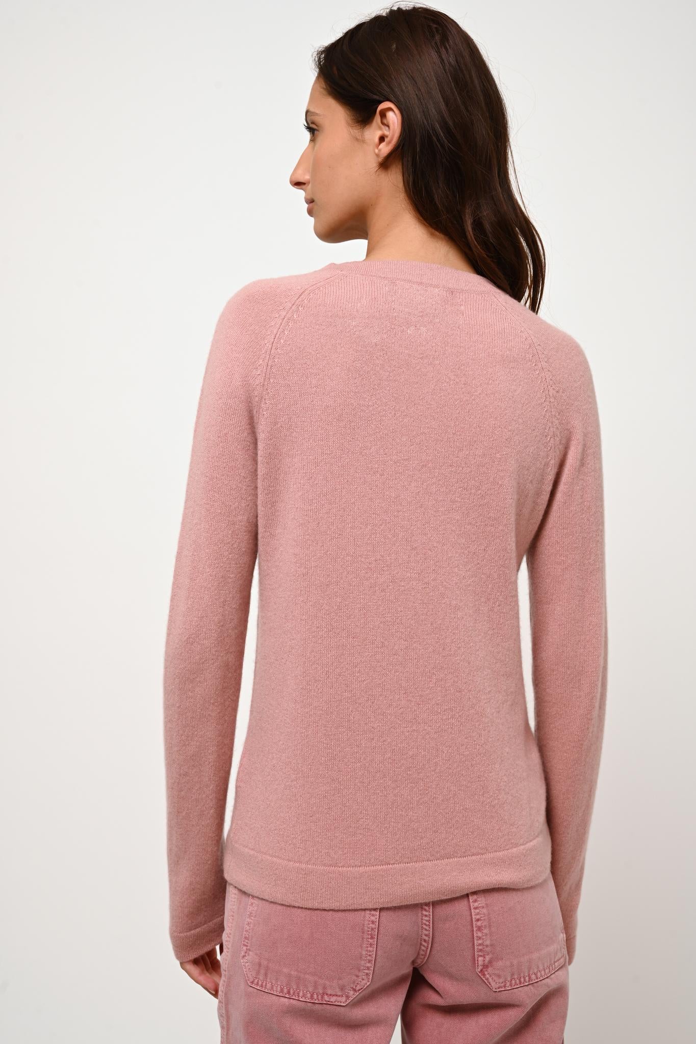 ECRIN pull col rond bois de rose 100% cachemire