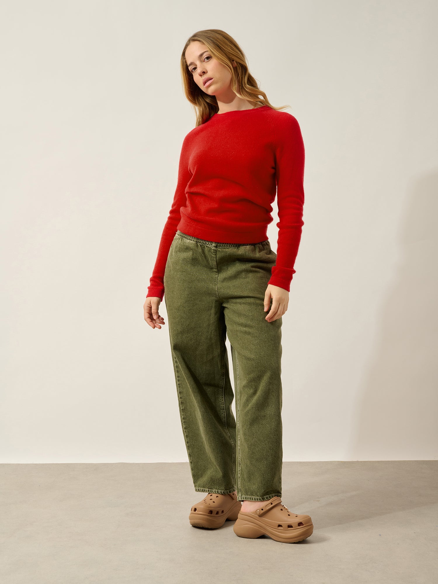 ECRIN Pullover mit Rundhalsausschnitt in Karminrot aus 100% Kaschmir