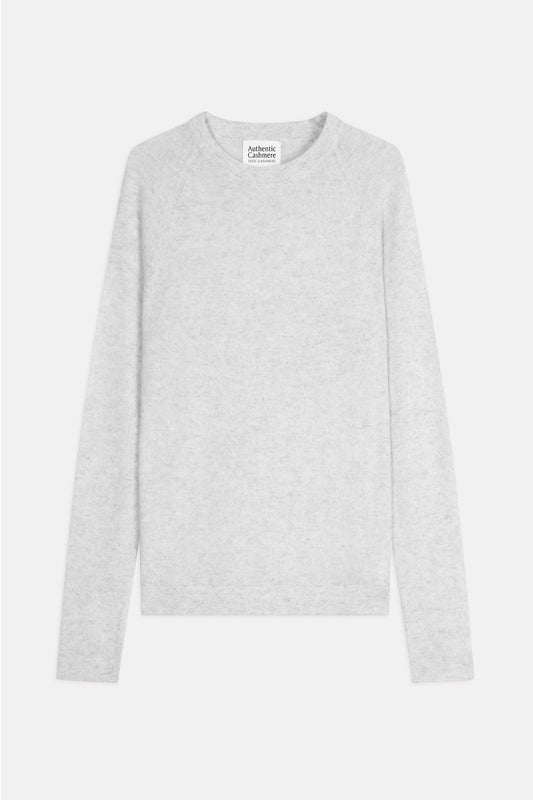 ecrin pull col rond gris perle chiné 100% cachemire