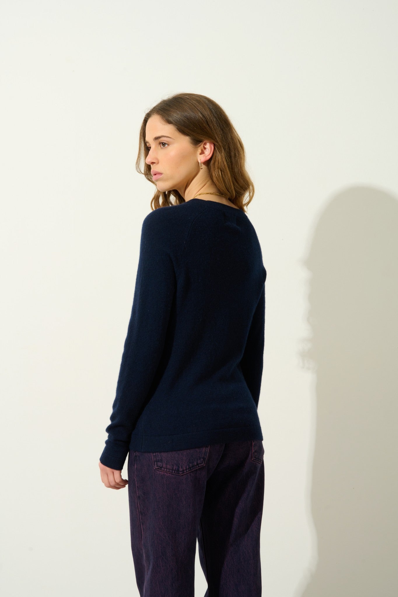 ecrin pull col rond navy 100% cachemire