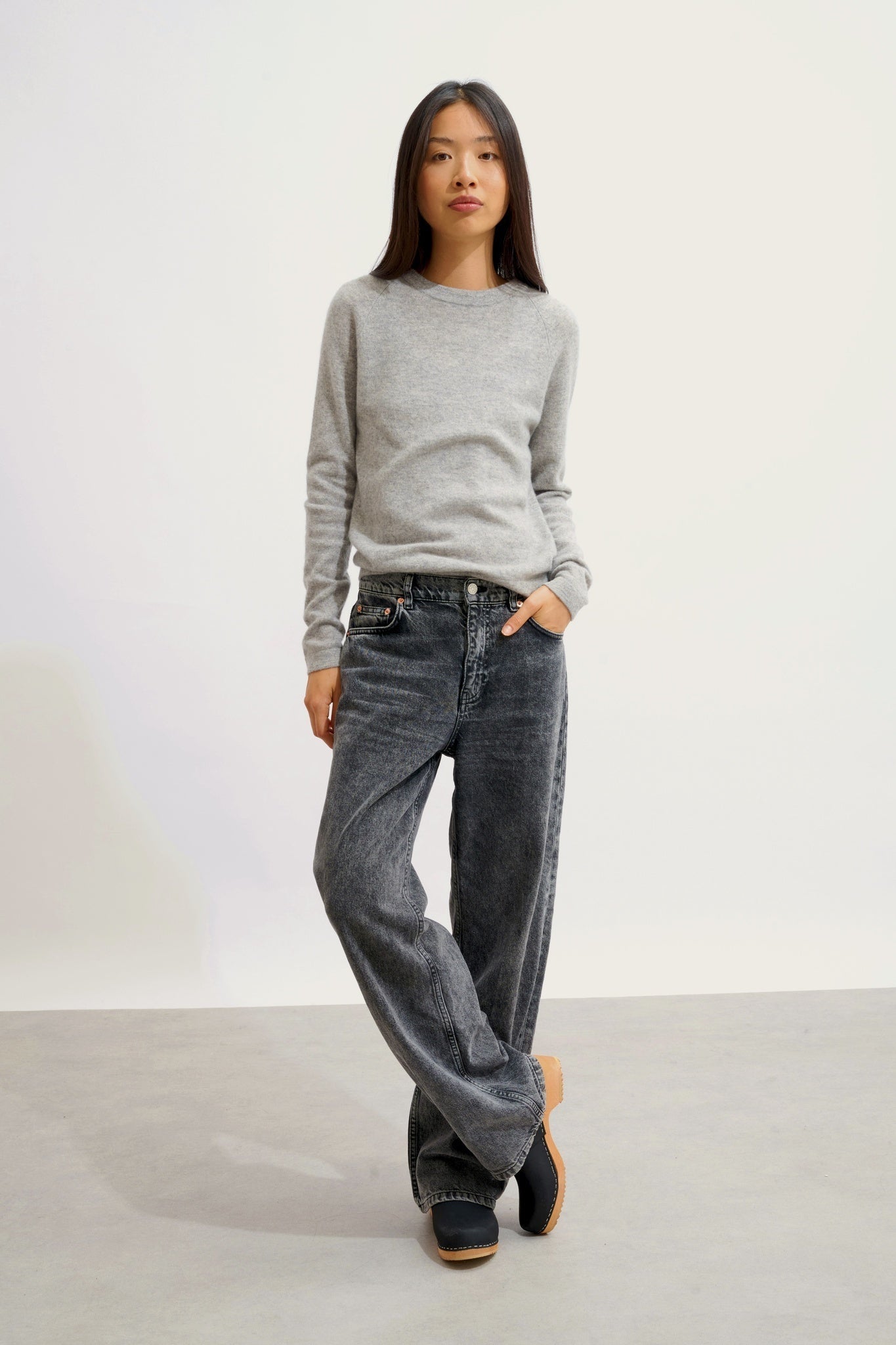 ECRIN Pullover mit Rundhalsausschnitt Wolke meliert 100% Kaschmir