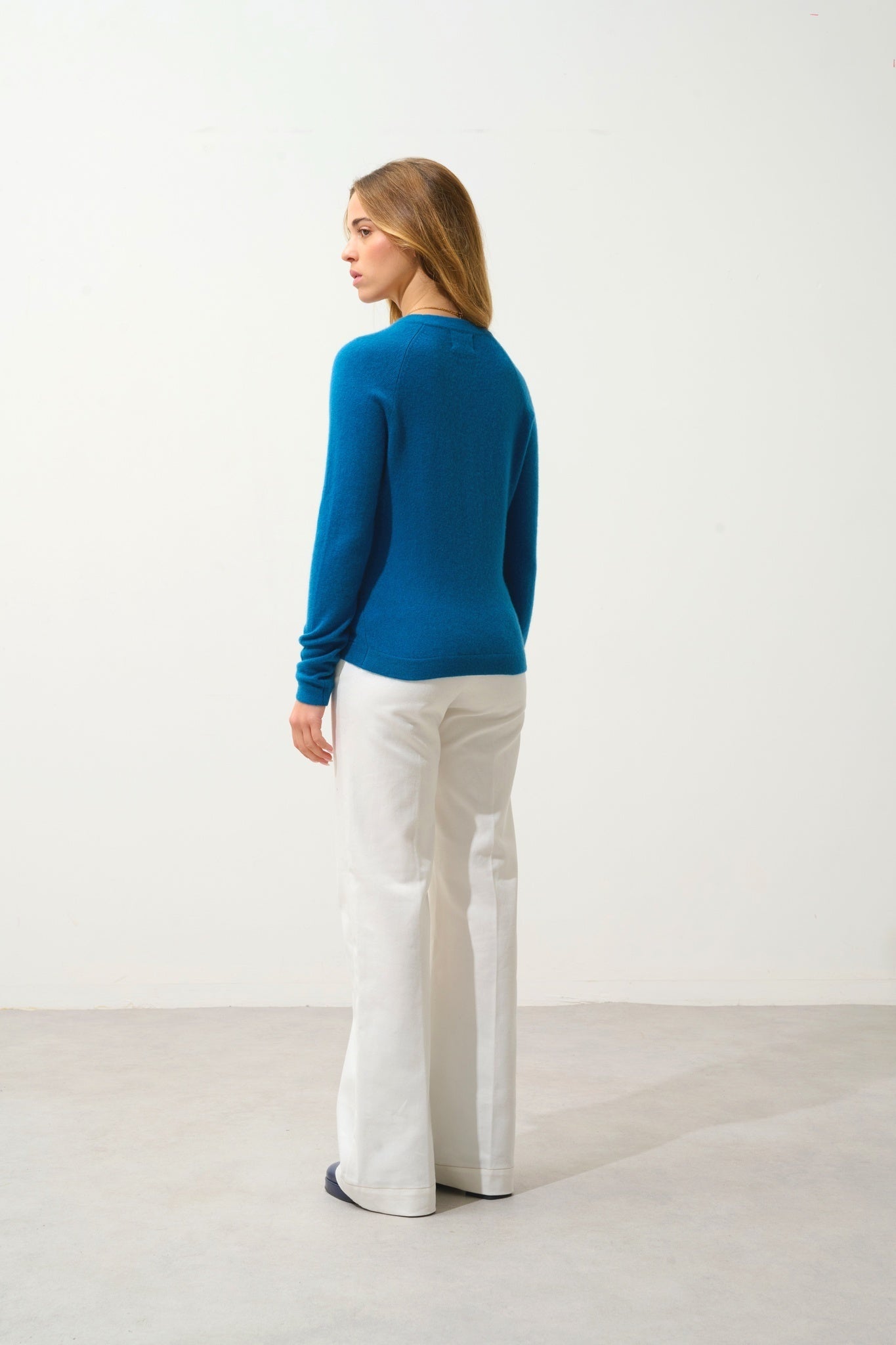 ECRIN Pullover mit Rundhalsausschnitt Pfau 100% Kaschmir