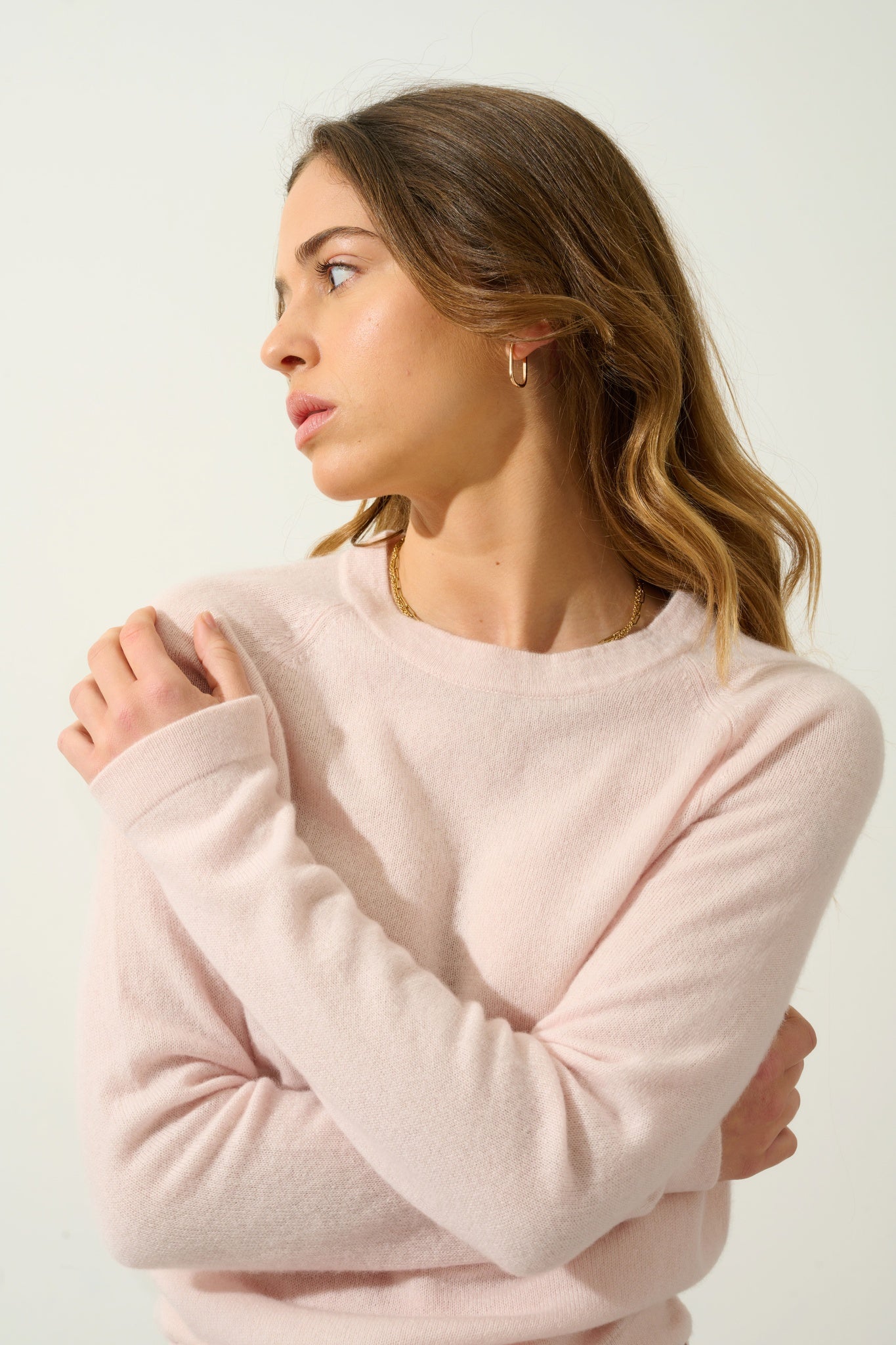 ECRIN pull col rond poudre 100% cachemire