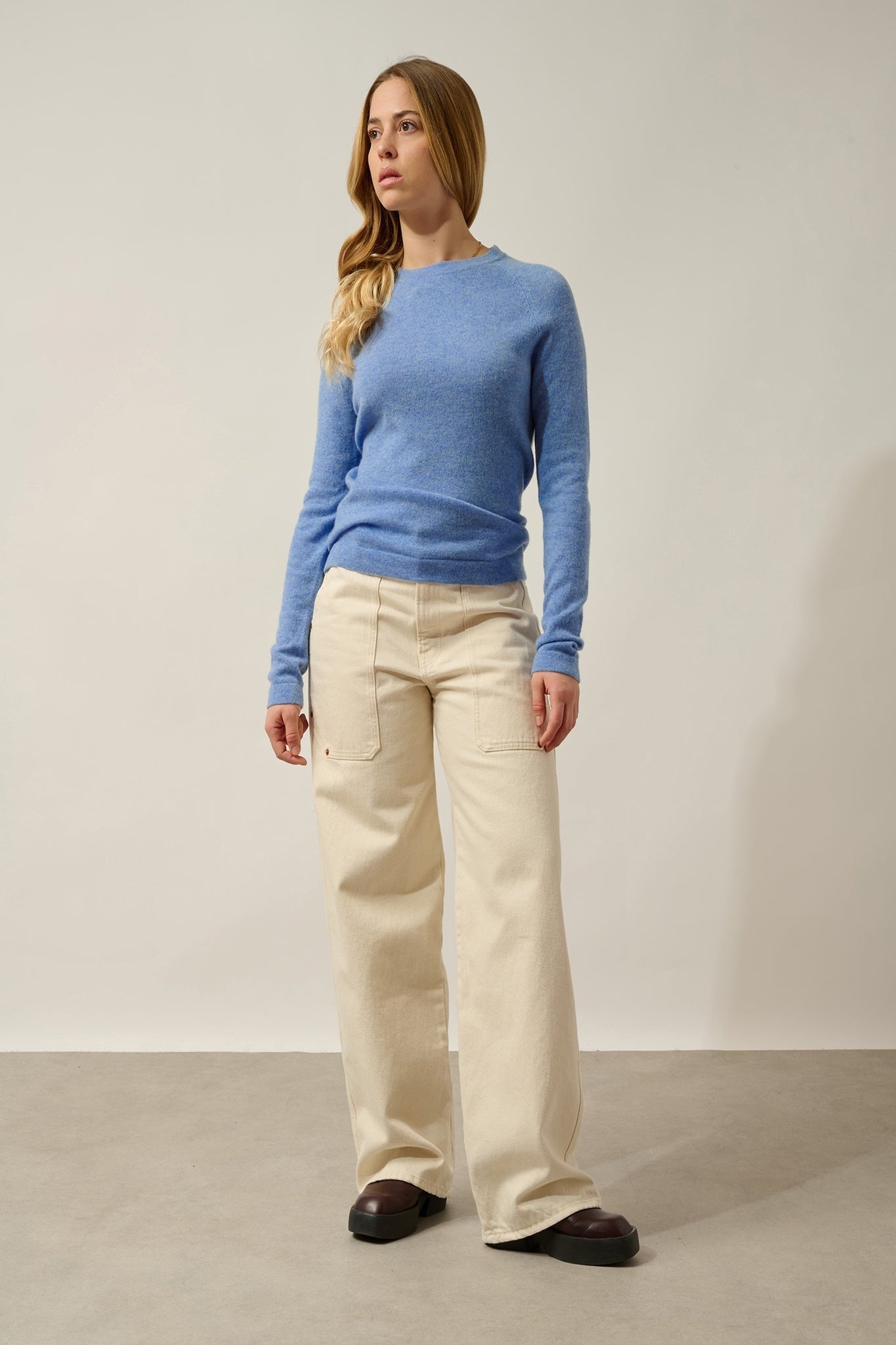 ECRIN Himmel Rundhalspullover 100% Kaschmir