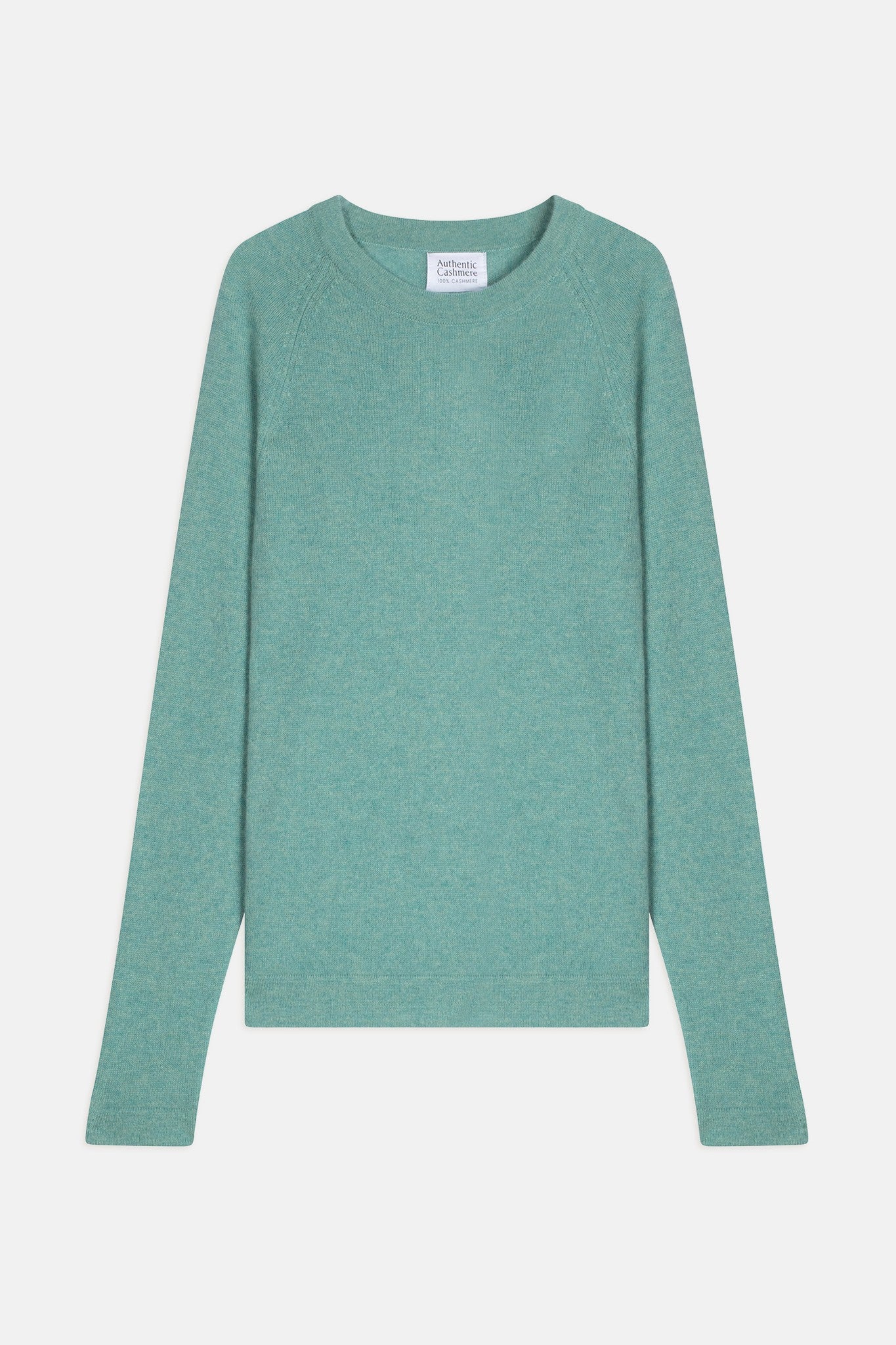 ecrin pull col rond vert chiné 100% cachemire